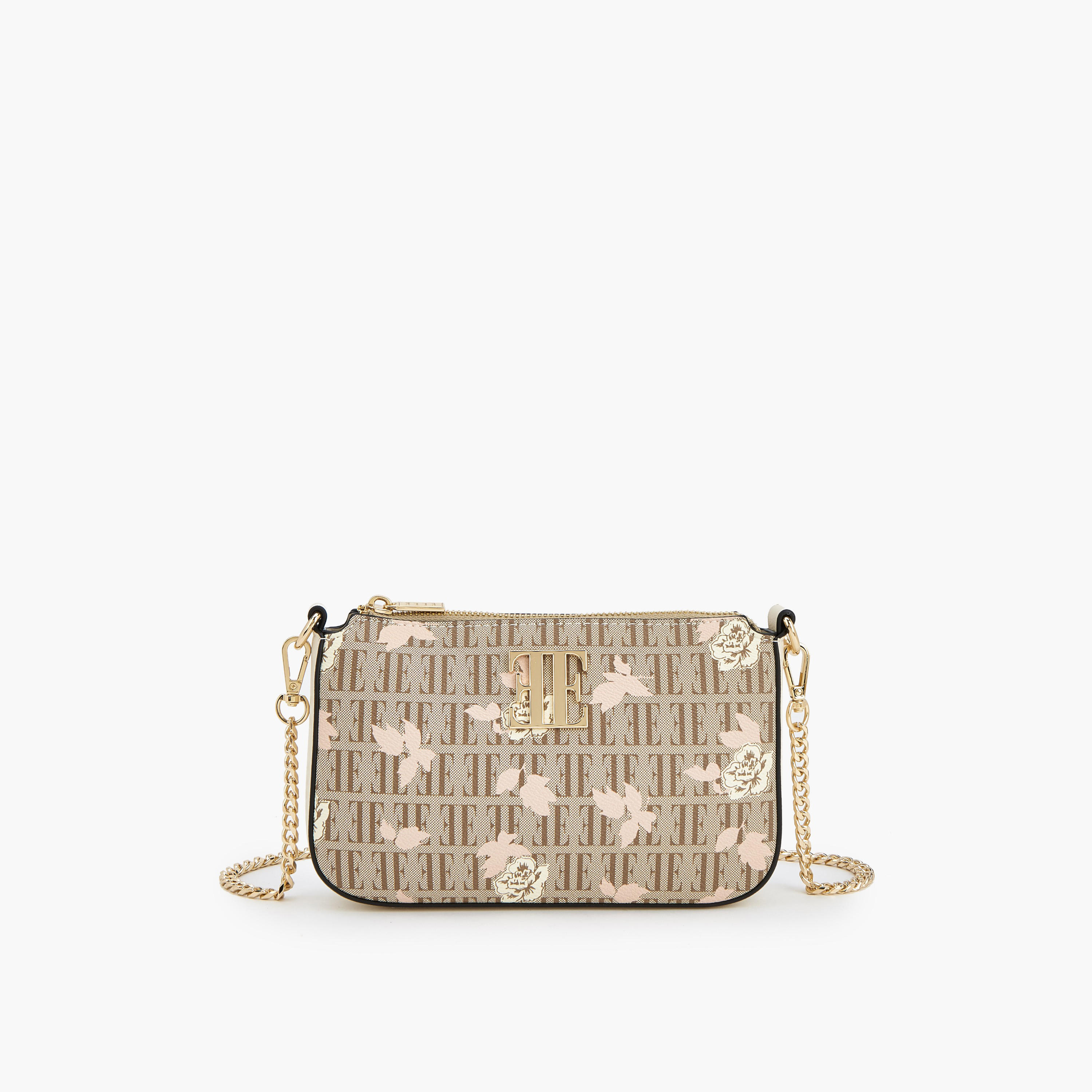 شنطة كروس بودي بطبعات مونوجرام وأزهار وحزام سلسلة من إيل-women-bagsandwallets-handbags-image-1