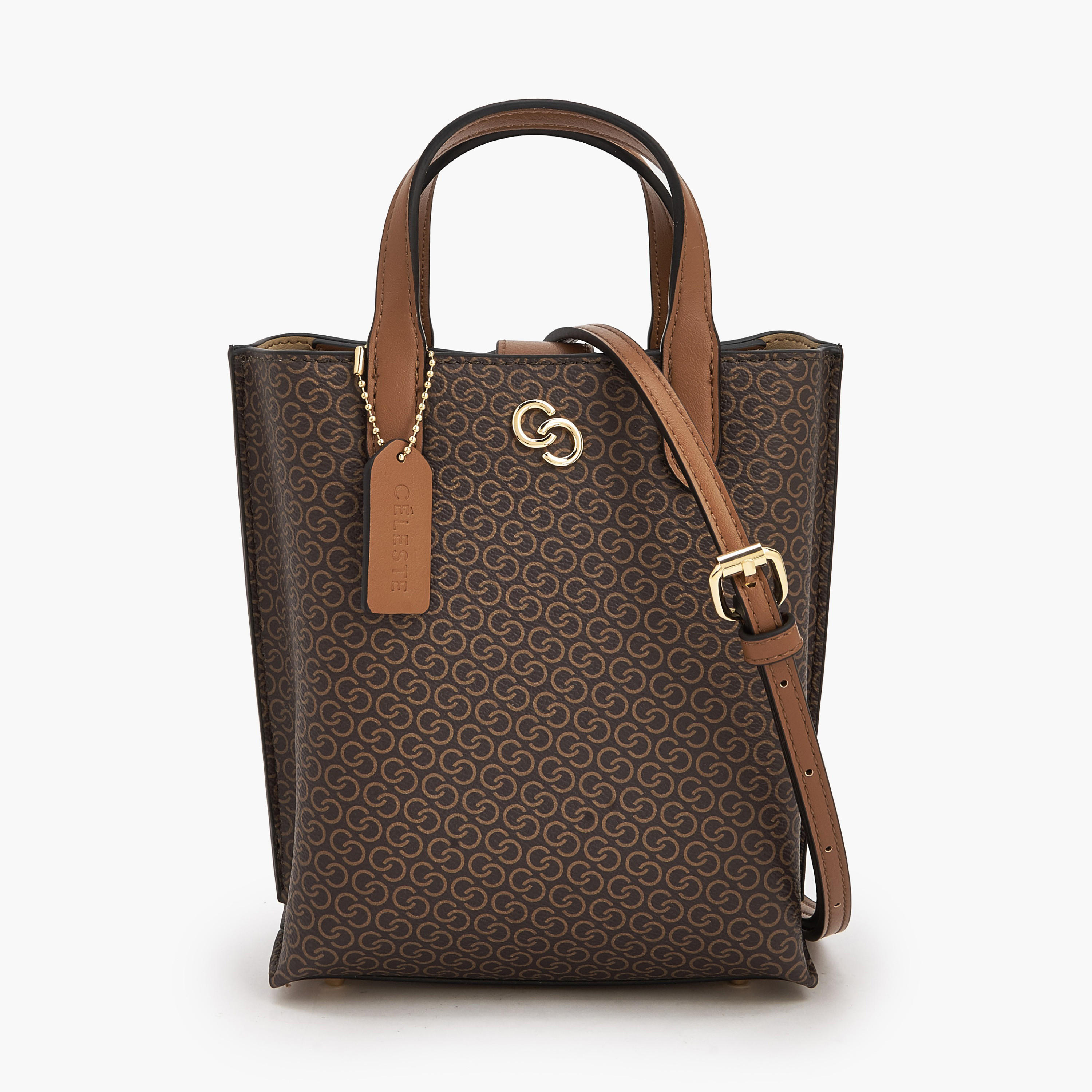 Celeste Monogram Print Tote Bag with Double Handle-women-bagsandwallets-handbags-image-2