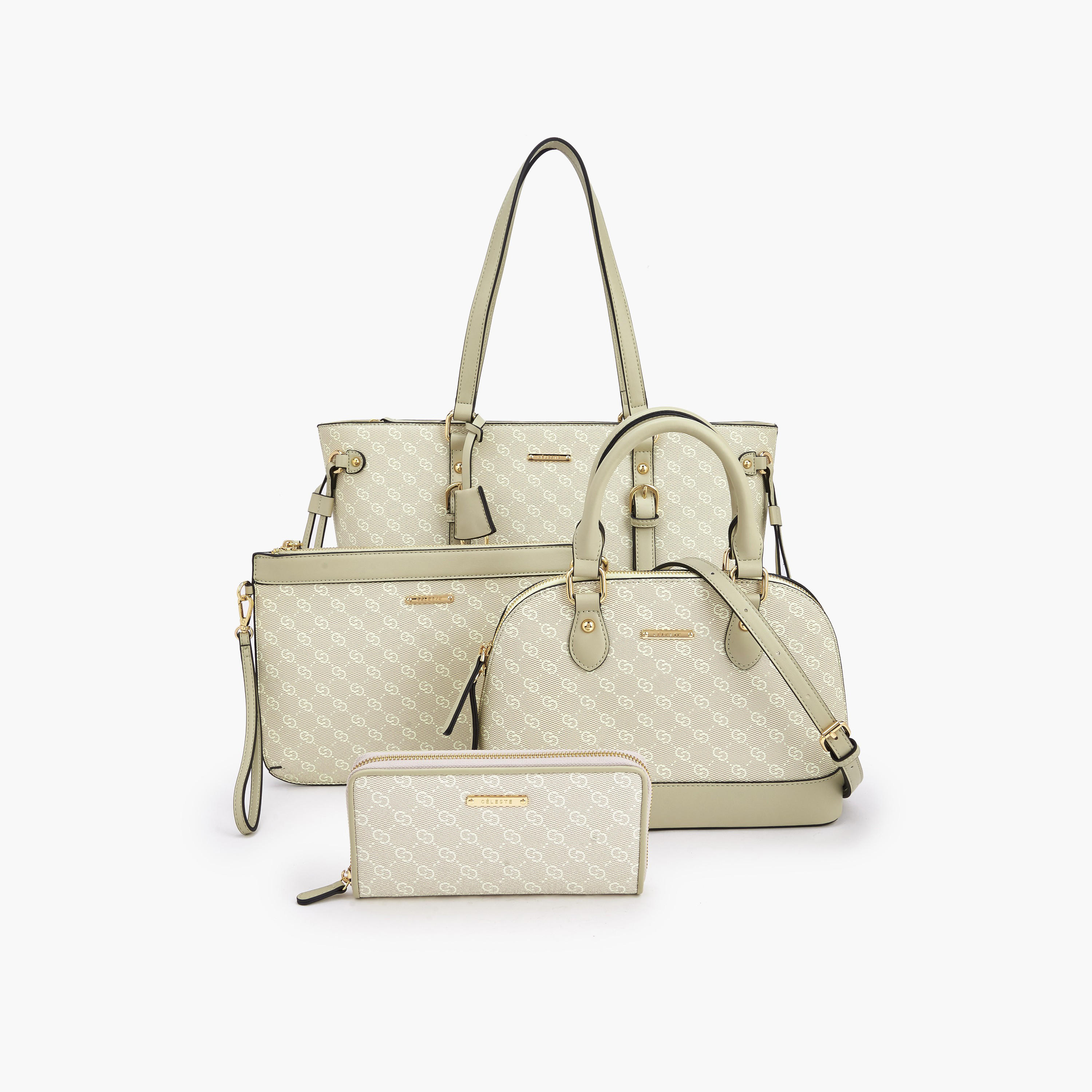 Celeste 4-Piece Monogram Print Bag Set-women-bagsandwallets-handbags-image-1