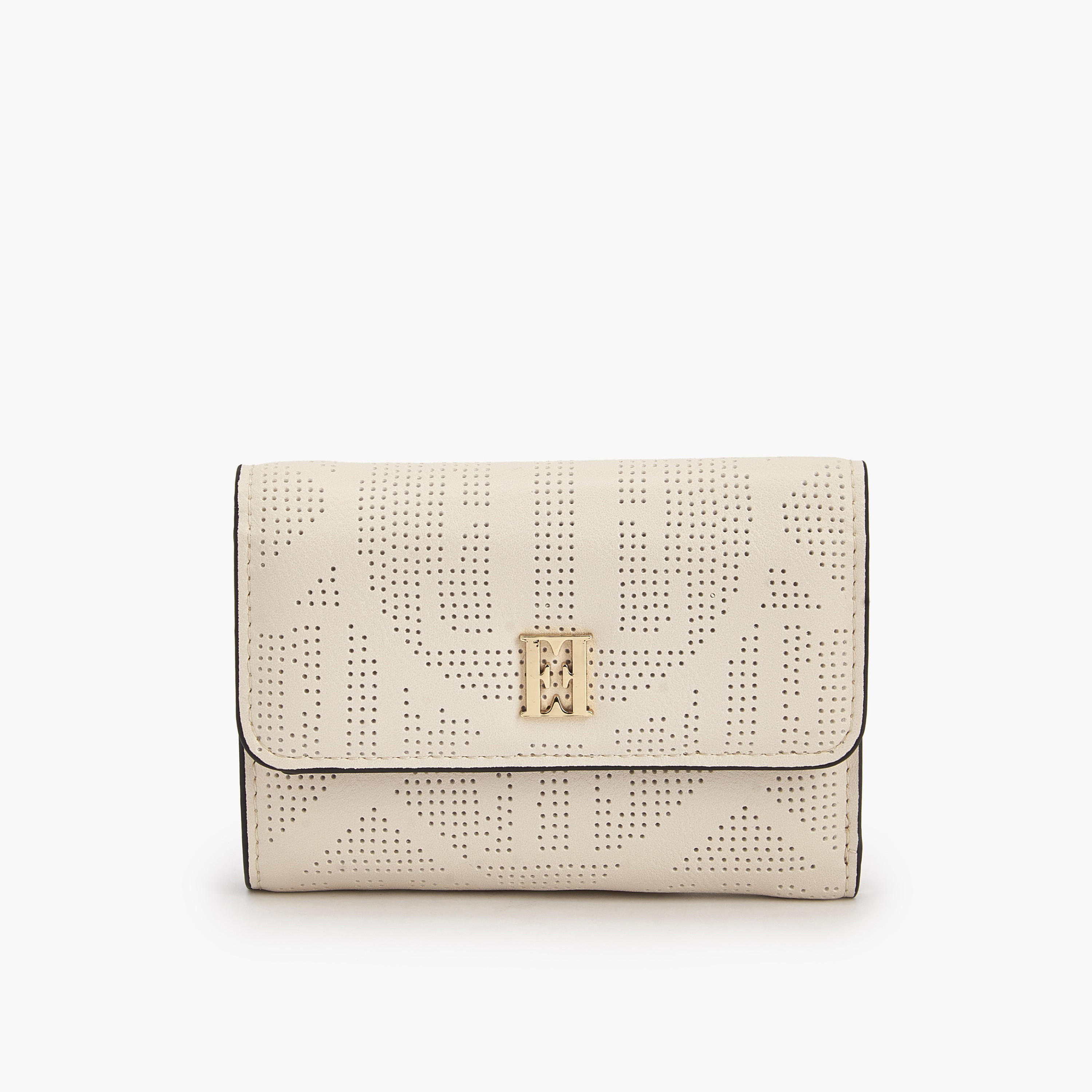 Elle Perforated Wallet with Snap Button Closure-women-bagsandwallets-wallets-image-1