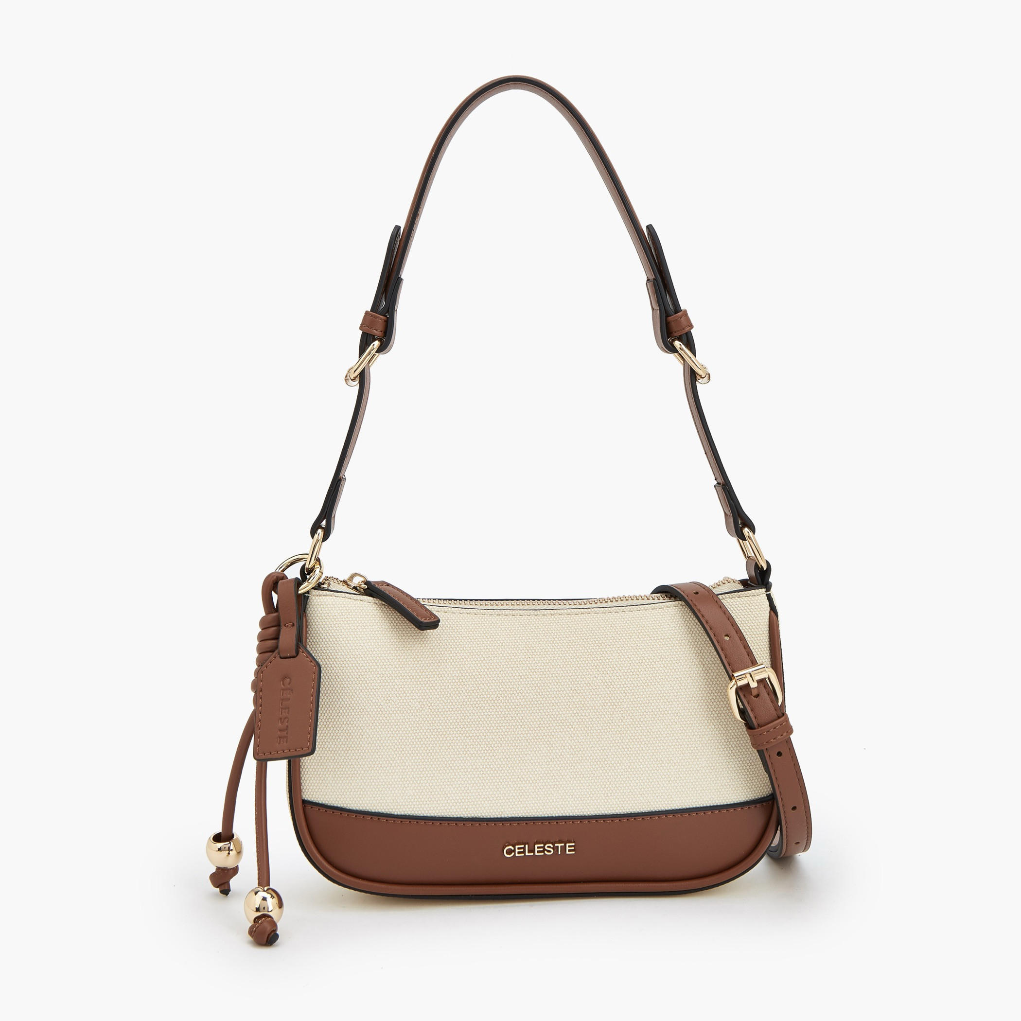 Celeste Textured Shoulder Bag with Zip Closure-women-bagsandwallets-handbags-image-1