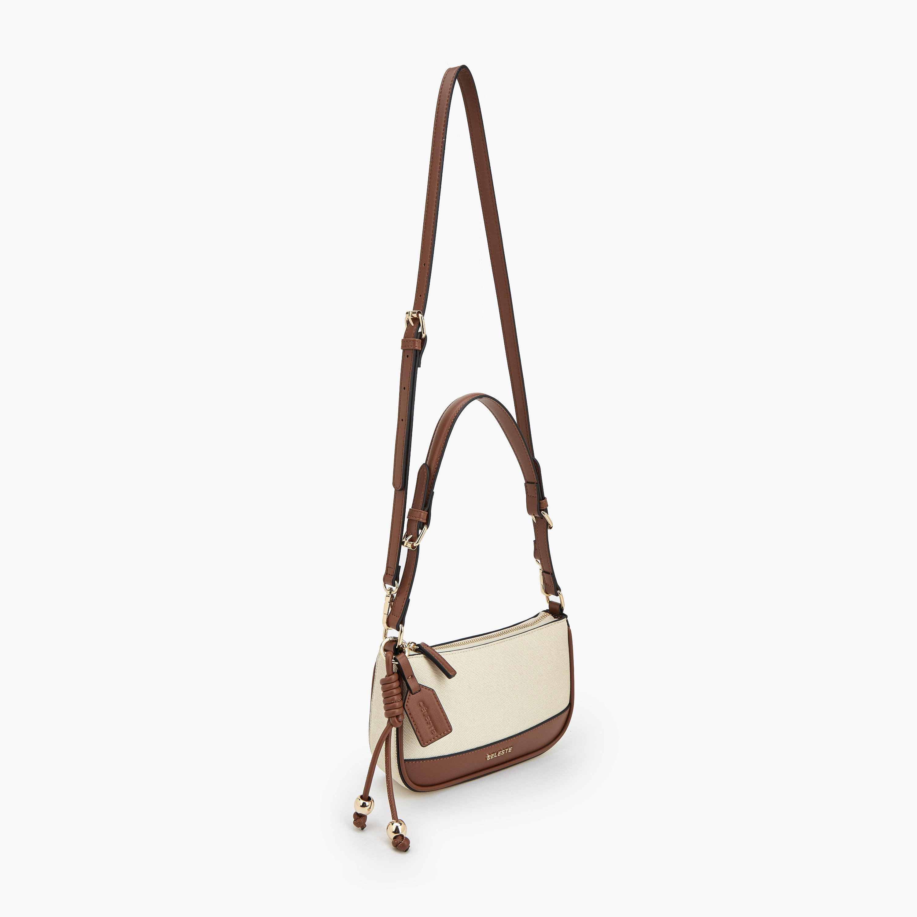 Celeste Textured Shoulder Bag with Zip Closure-women-bagsandwallets-handbags-image-3