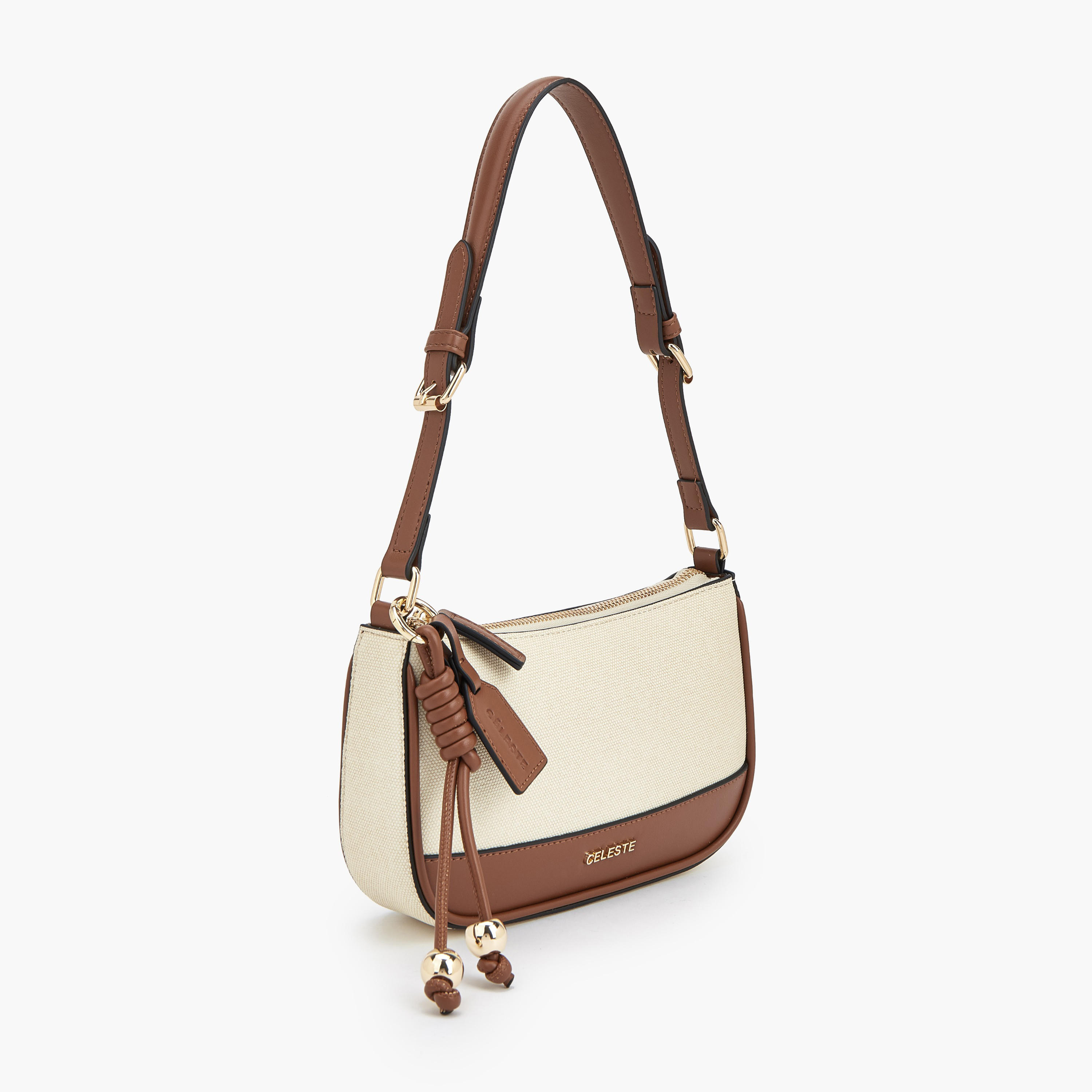 Celeste Textured Shoulder Bag with Zip Closure-women-bagsandwallets-handbags-image-4