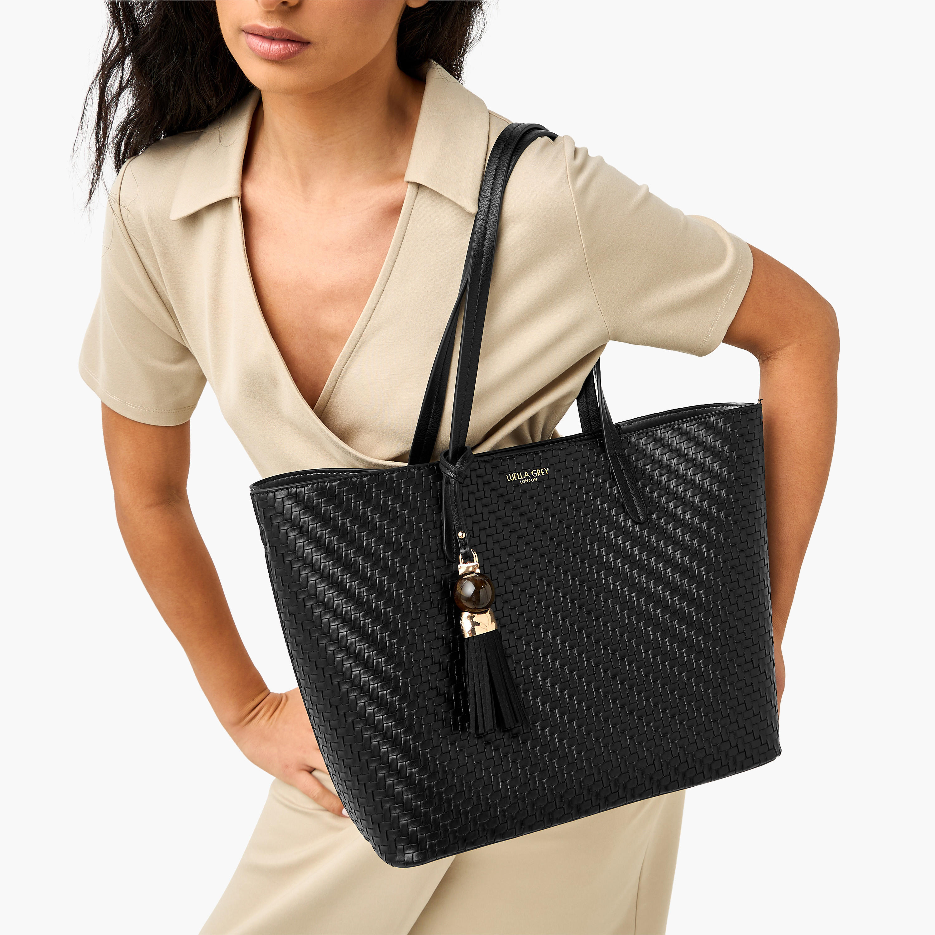 LUELLA GREY Benny Textured Tote Bag with Pouch-women-bagsandwallets-handbags-image-2