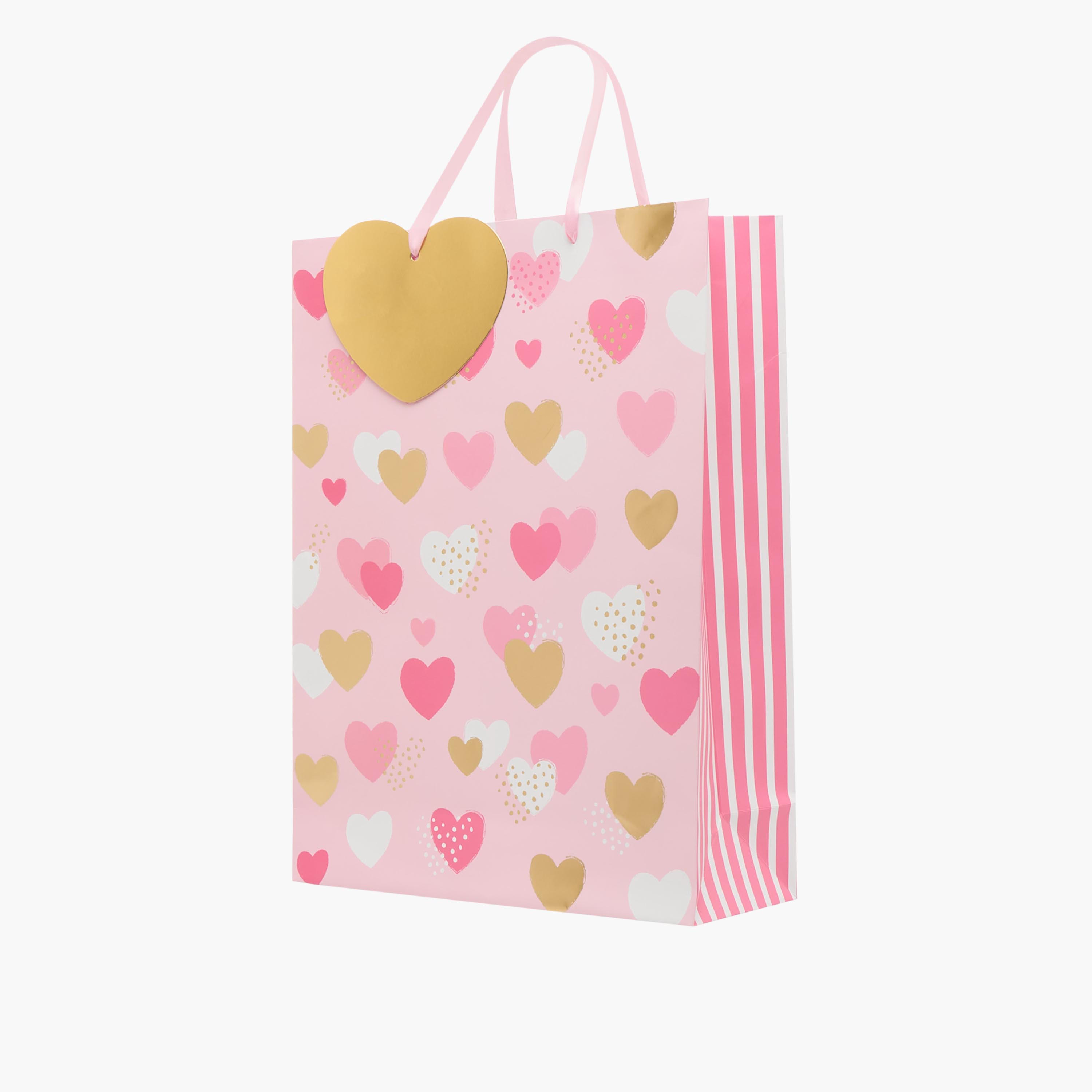 Findz Heart Print Paper Gift Bag - Large-household-giftingaccessories-giftings-image-2