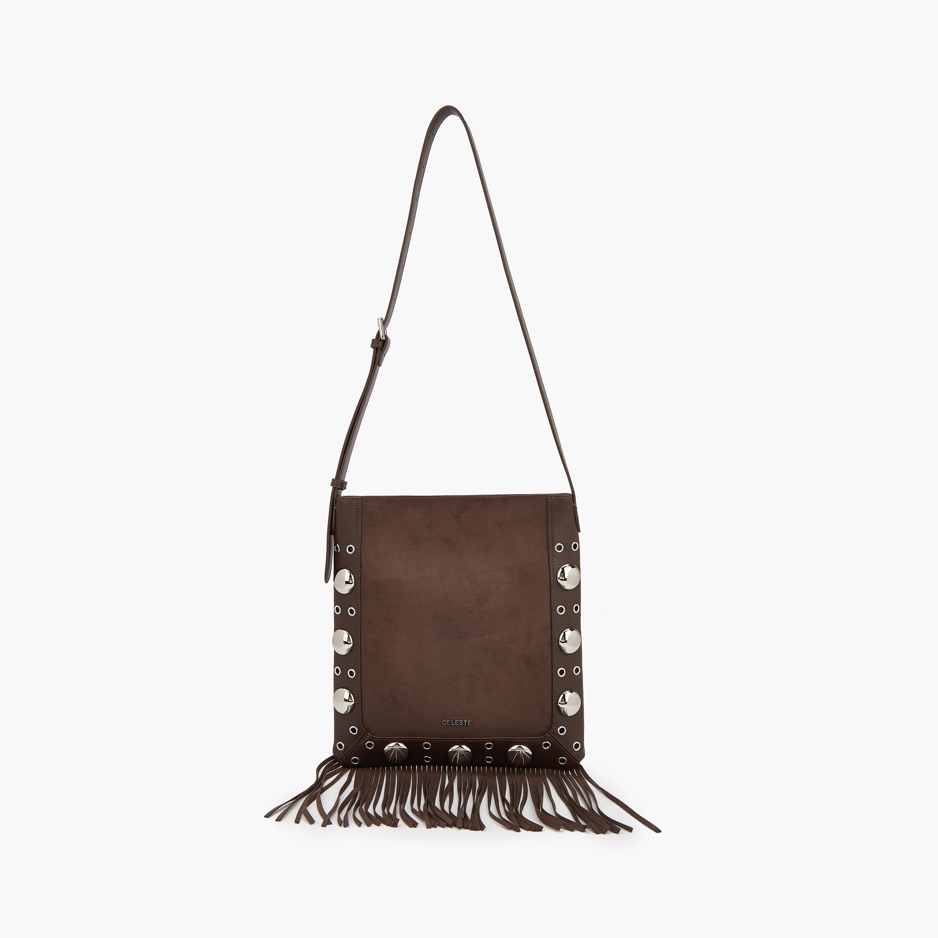 Celeste Studded Shoulder Bag with Fringe Hem-women-bagsandwallets-handbags-image-1