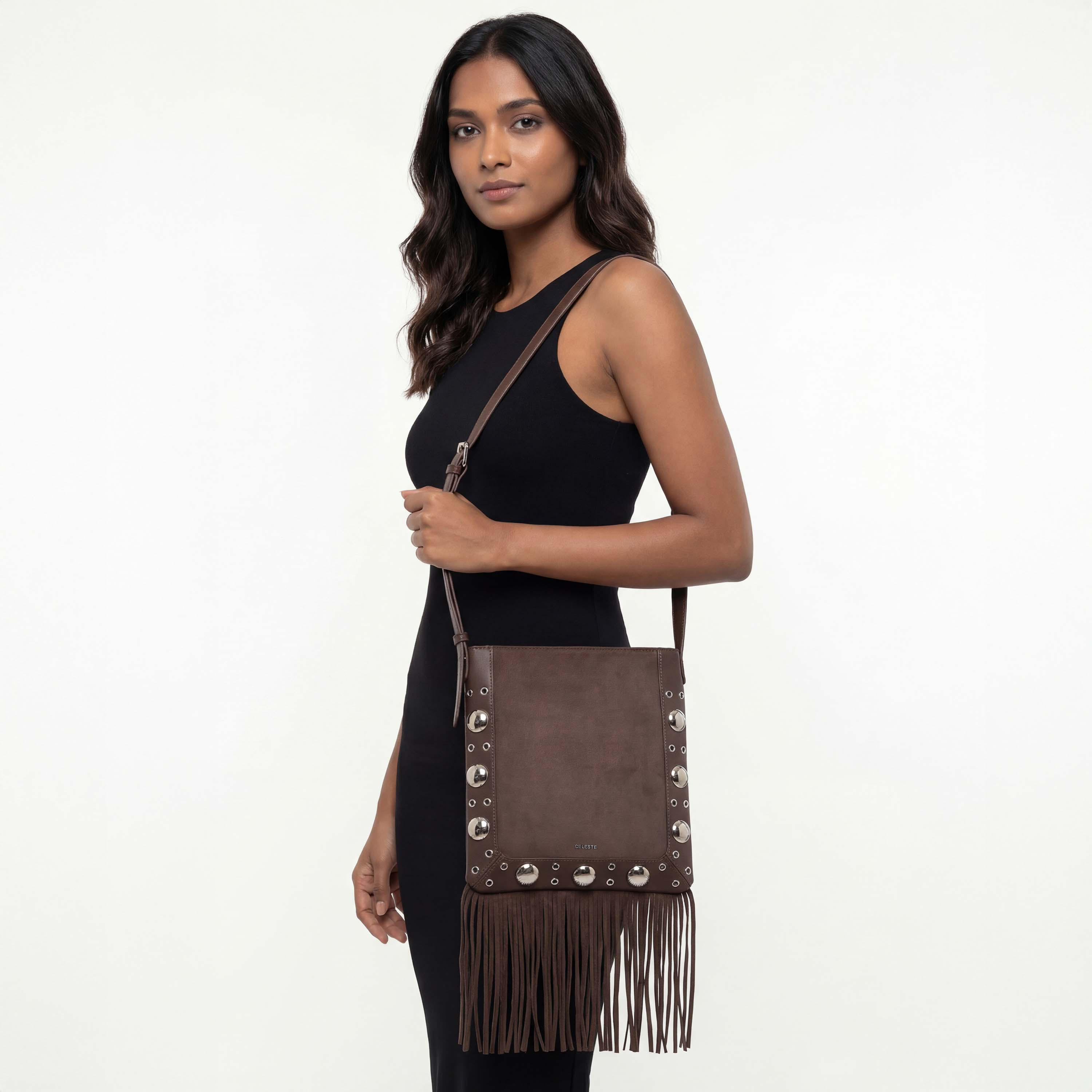 Celeste Studded Shoulder Bag with Fringe Hem-women-bagsandwallets-handbags-image-2