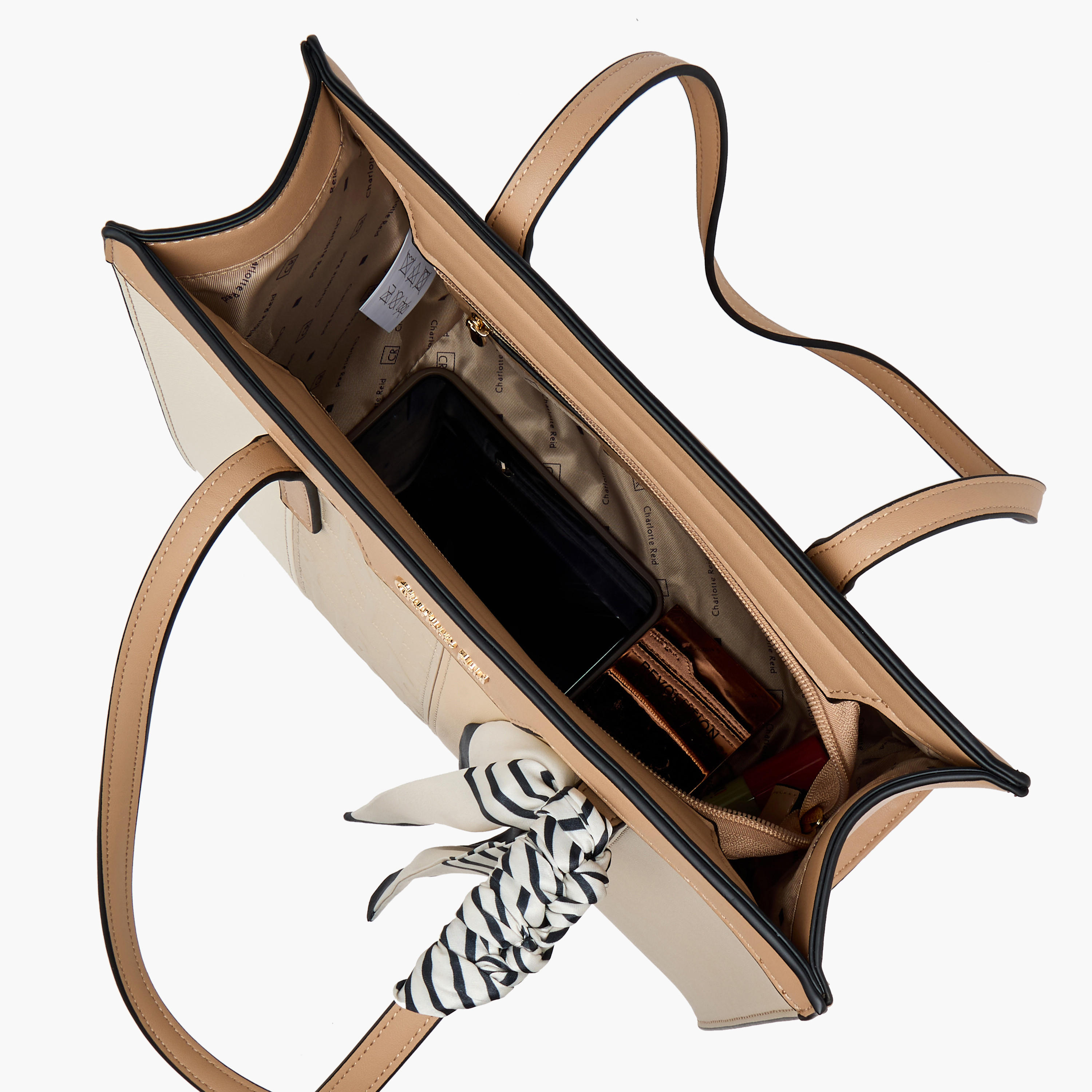 Charlotte Reid Monogram Panelled Tote Bag with Scarf Detail-women-bagsandwallets-handbags-image-8
