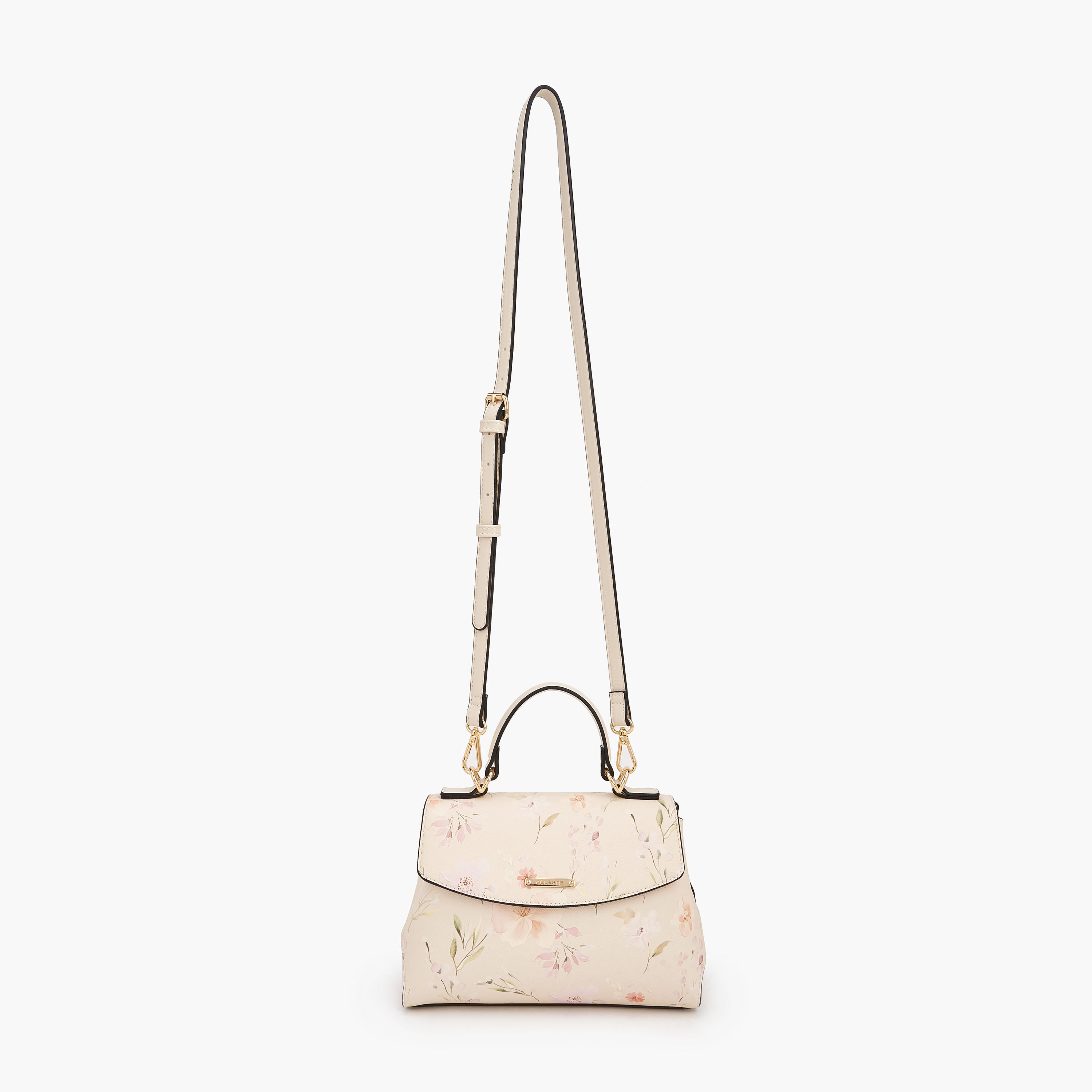 Celeste Floral Print Satchel Bag with Adjustable Strap-women-bagsandwallets-handbags-image-2
