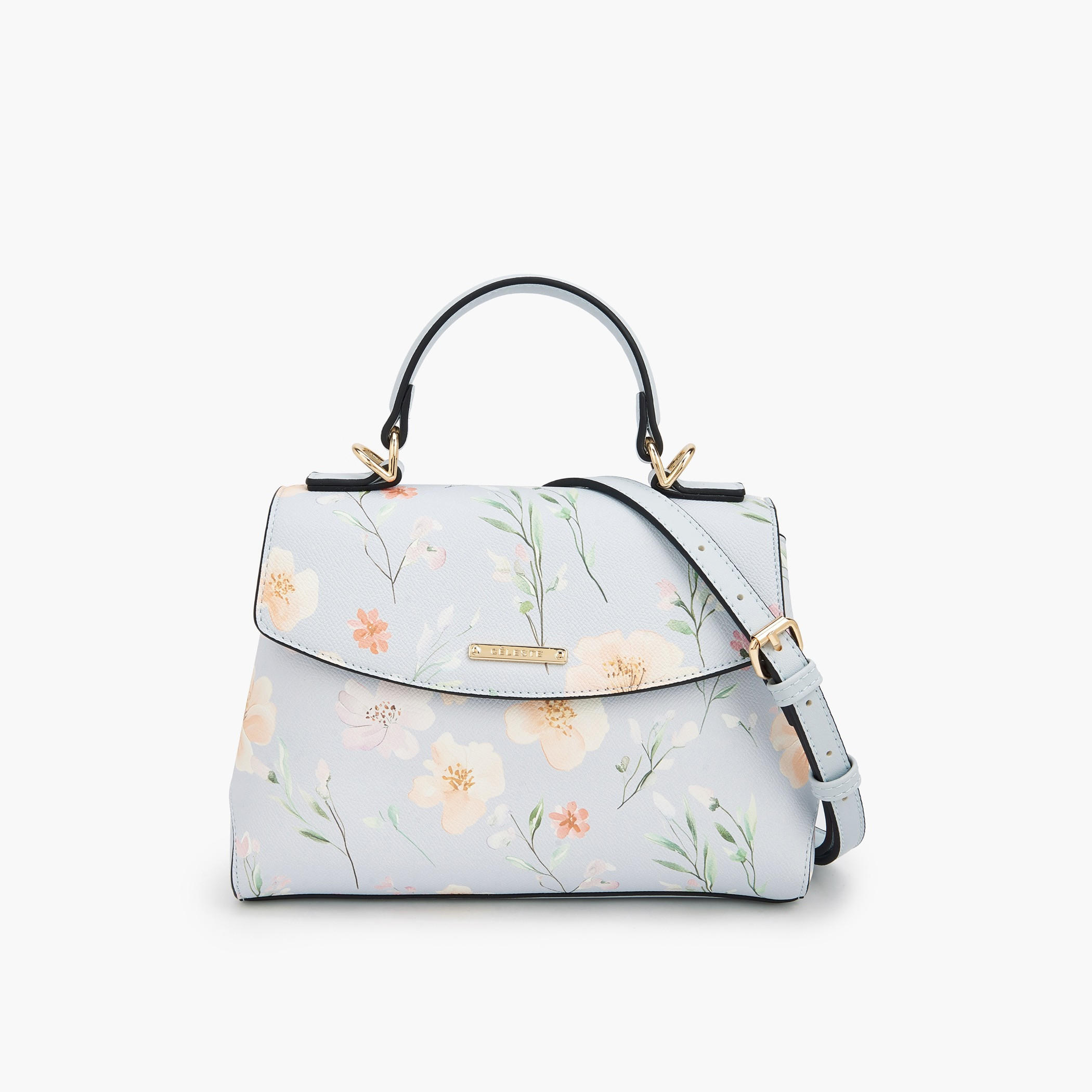 Celeste Floral Print Satchel Bag with Adjustable Strap-women-bagsandwallets-handbags-image-1