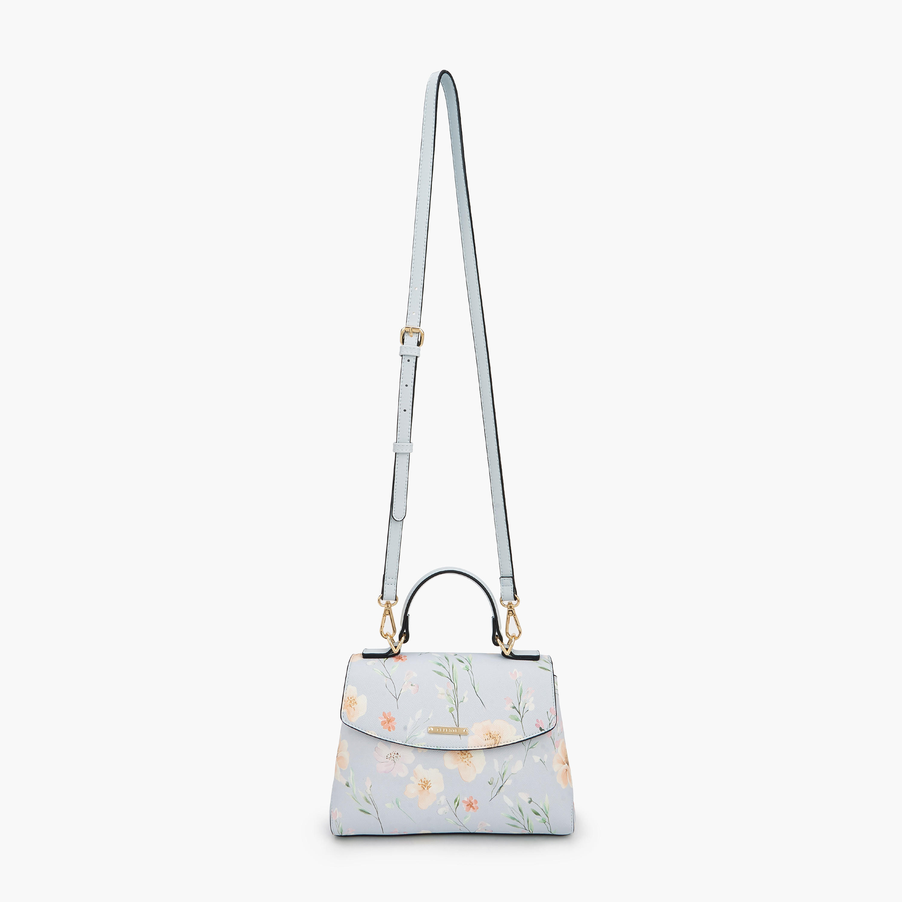Celeste Floral Print Satchel Bag with Adjustable Strap-women-bagsandwallets-handbags-image-2