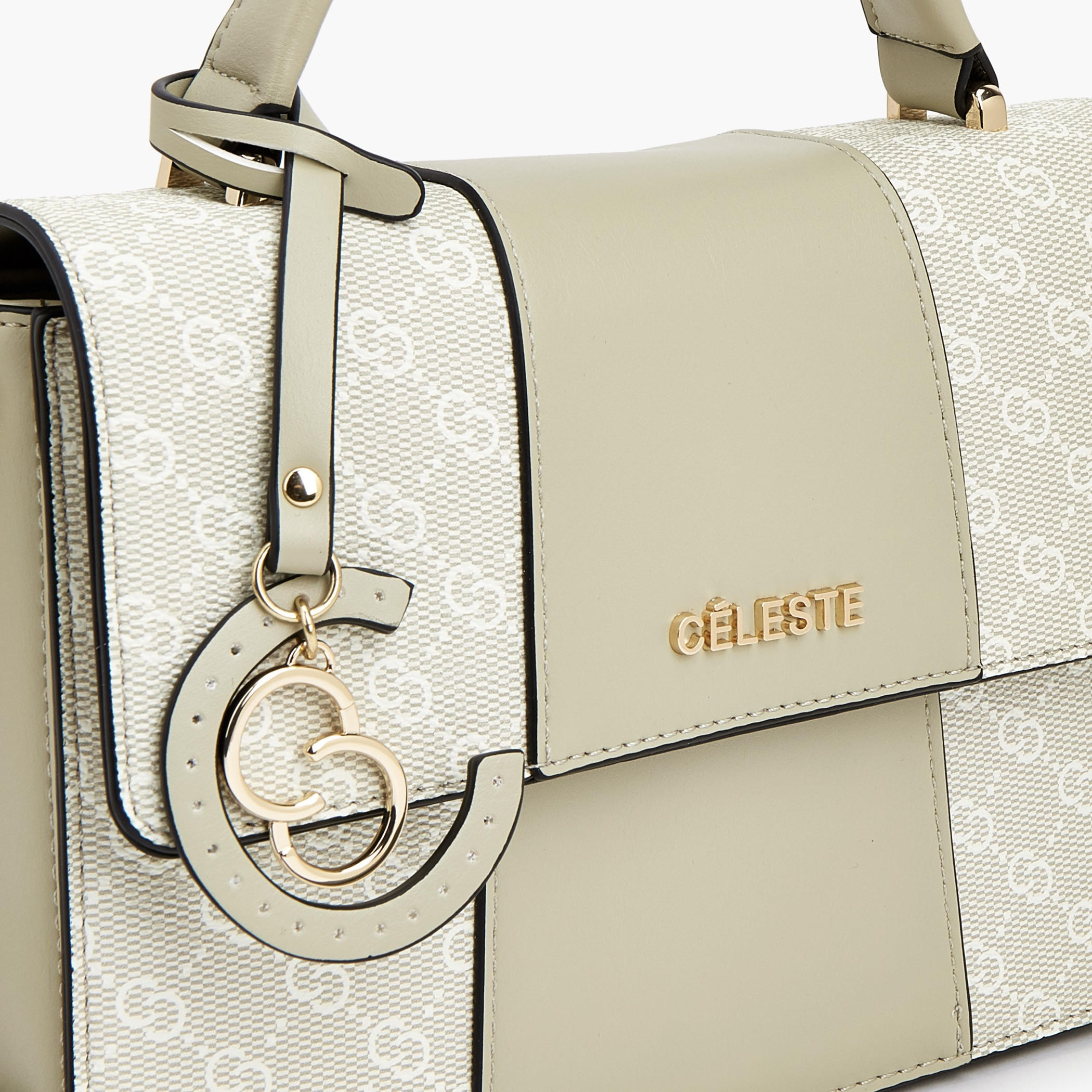 Celeste Monogram Print Satchel Bag with Flap Closure-women-bagsandwallets-handbags-image-4
