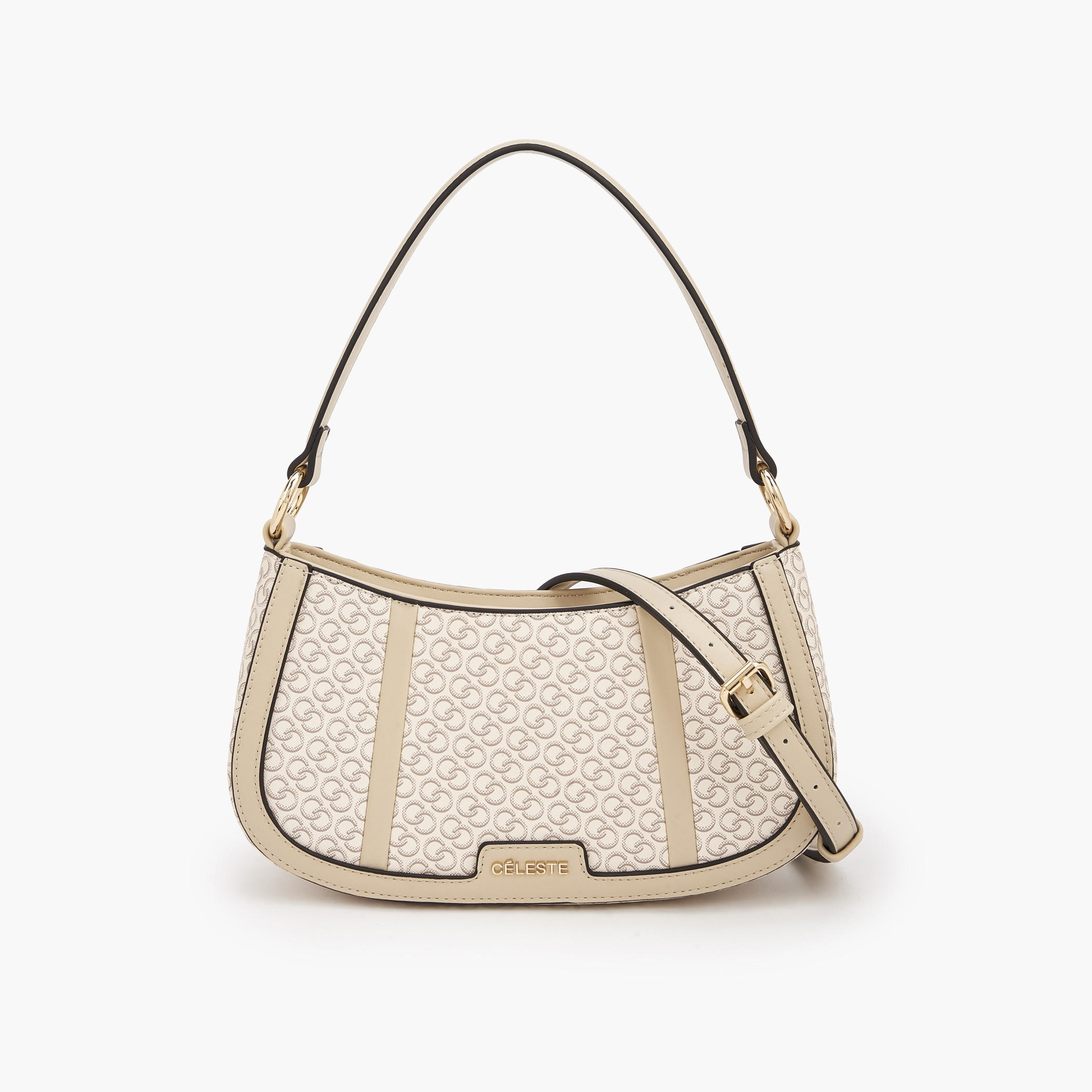 شنطة كتف بطبعات مونوجرام وسحّاب إغلاق من سيليست-women-bagsandwallets-handbags-image-1