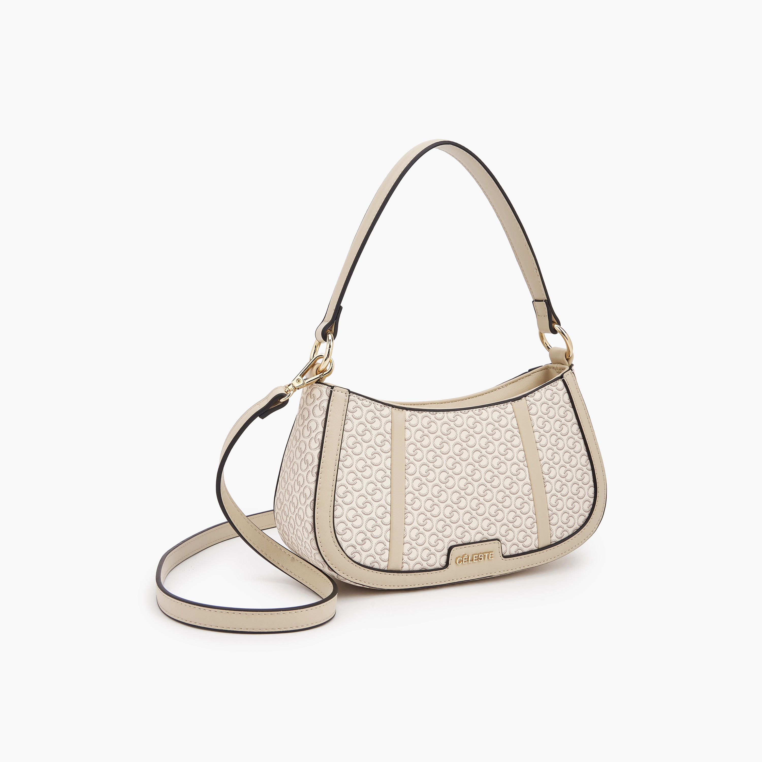شنطة كتف بطبعات مونوجرام وسحّاب إغلاق من سيليست-women-bagsandwallets-handbags-image-4