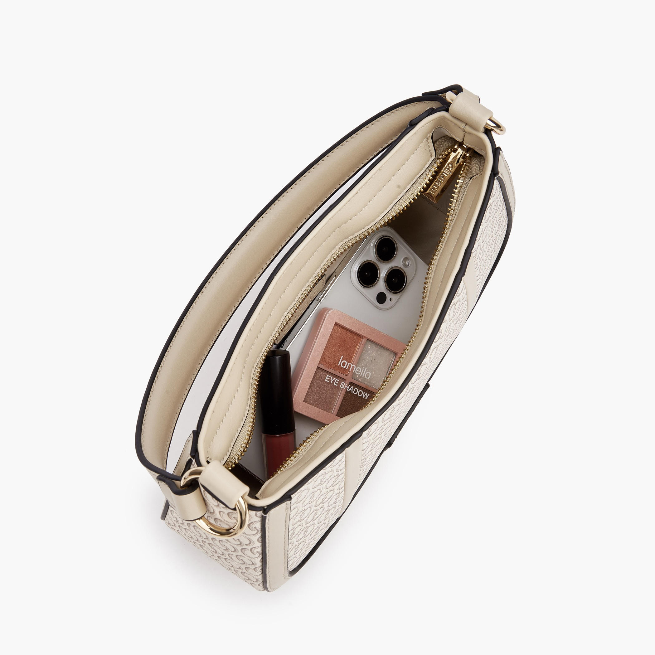 شنطة كتف بطبعات مونوجرام وسحّاب إغلاق من سيليست-women-bagsandwallets-handbags-image-8