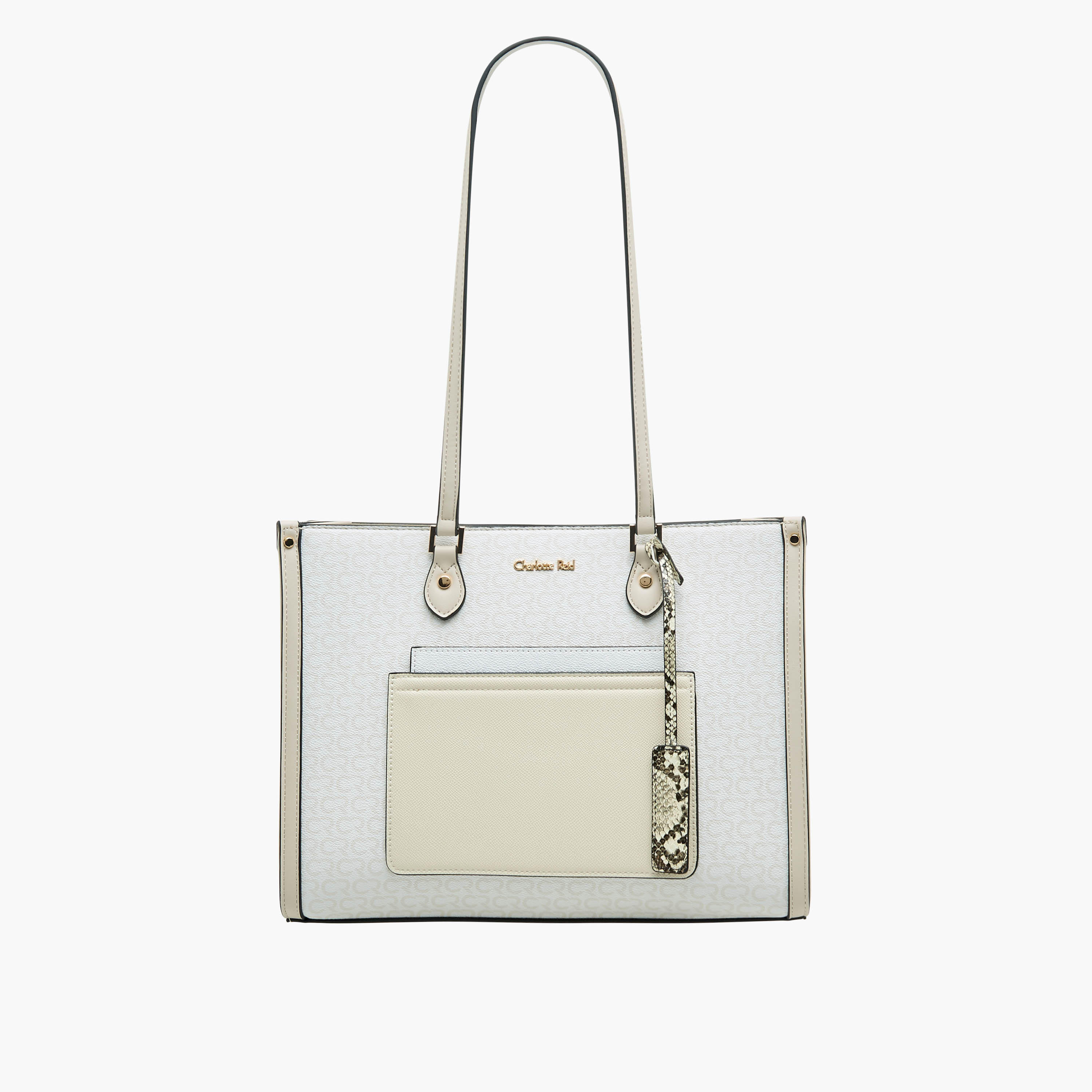 Charlotte Reid Monogram Print Tote Bag with Double Handle-women-bagsandwallets-handbags-image-1