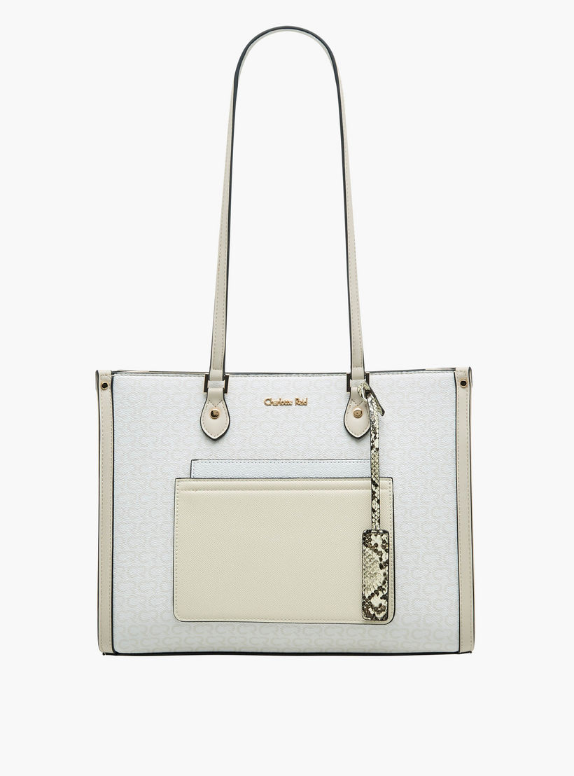 Charlotte Reid Monogram Print Tote Bag with Double Handle-women-bagsandwallets-handbags-image-1