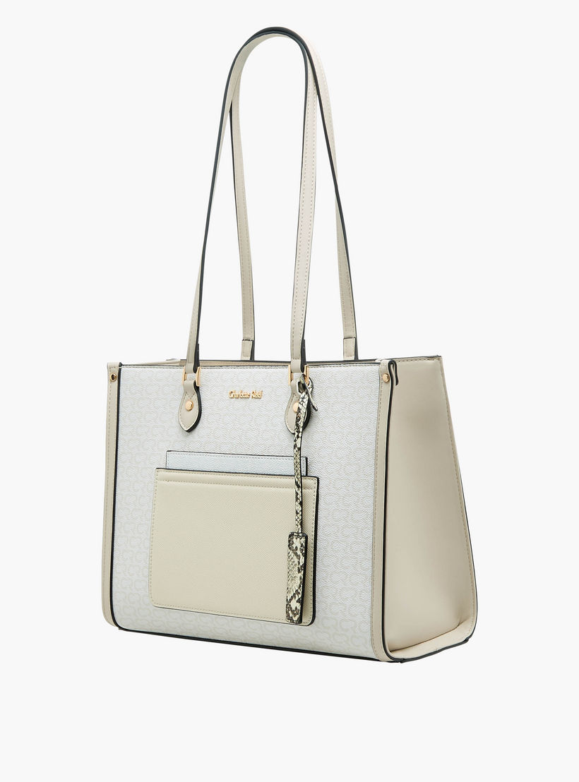 Charlotte Reid Monogram Print Tote Bag with Double Handle-women-bagsandwallets-handbags-image-3