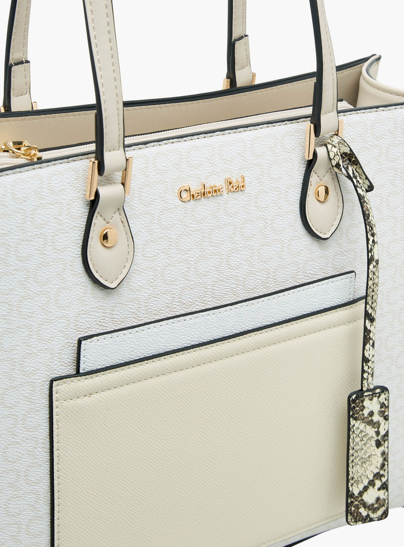 Charlotte Reid Monogram Print Tote Bag with Double Handle-women-bagsandwallets-handbags-image-5