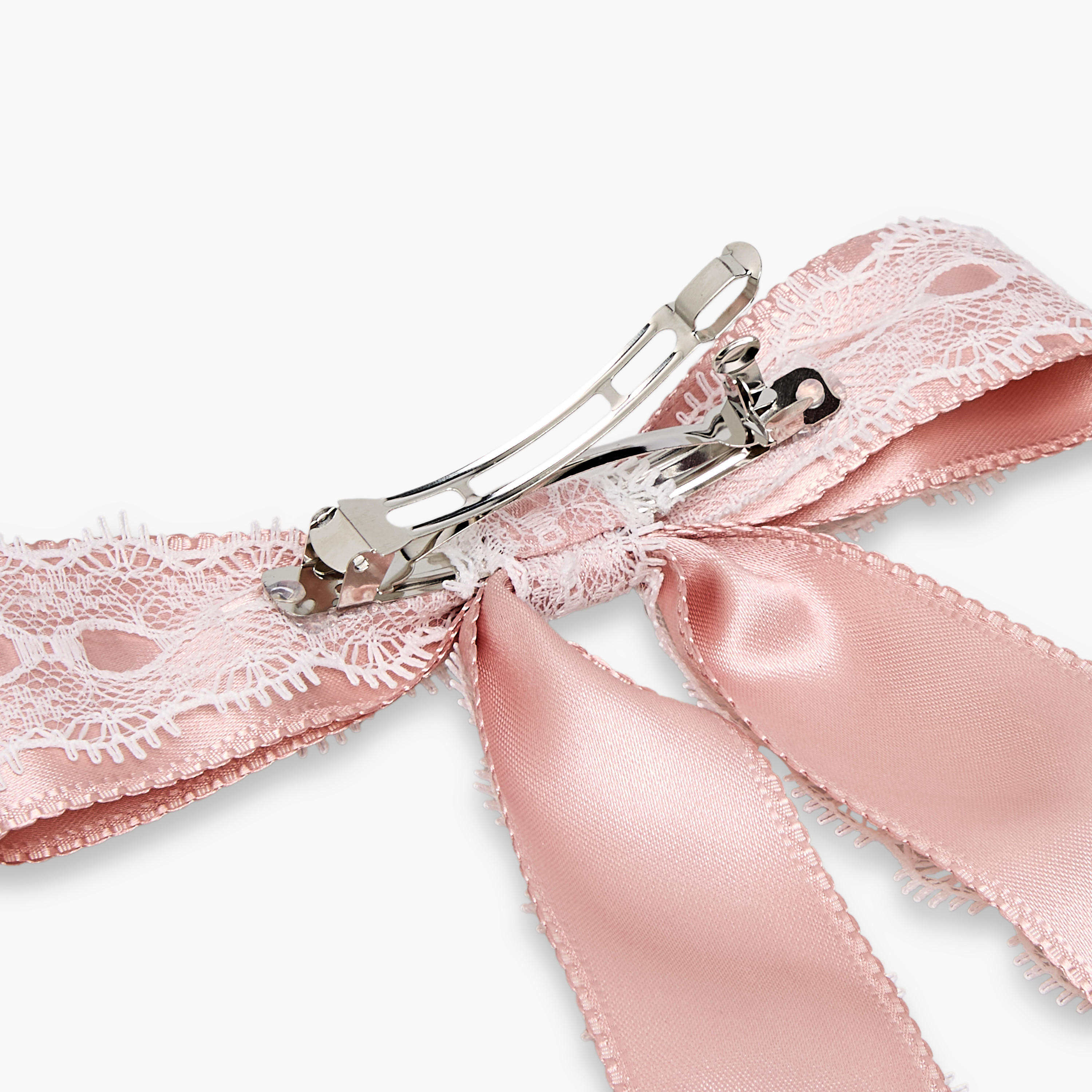 Bow Shape Barrette Hair Clip with Lace Detail-women-hairaccessories-clips-image-4