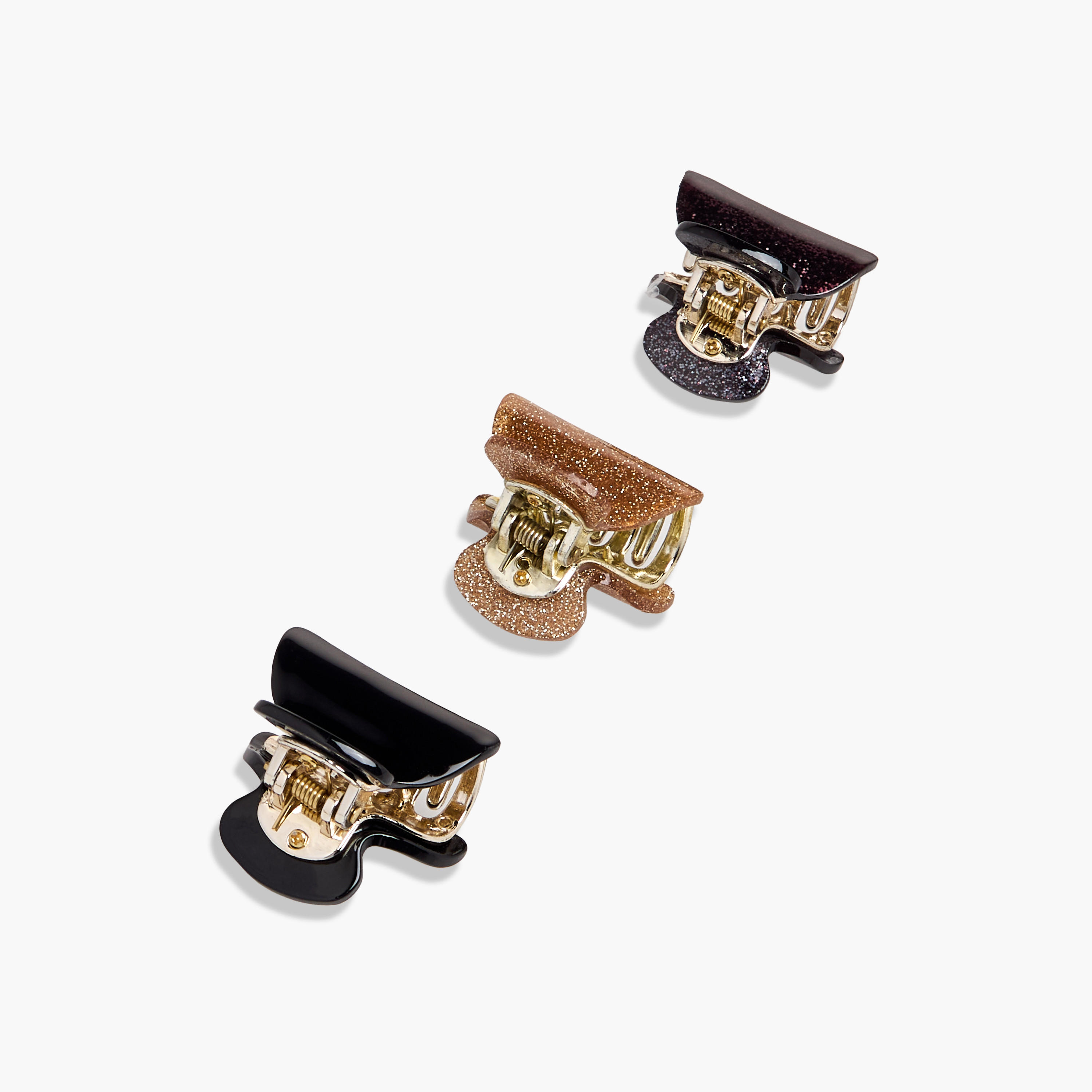Pack of 3 Curved Hair Clamp with Glitter Finish-women-hairaccessories-clamps-image-5