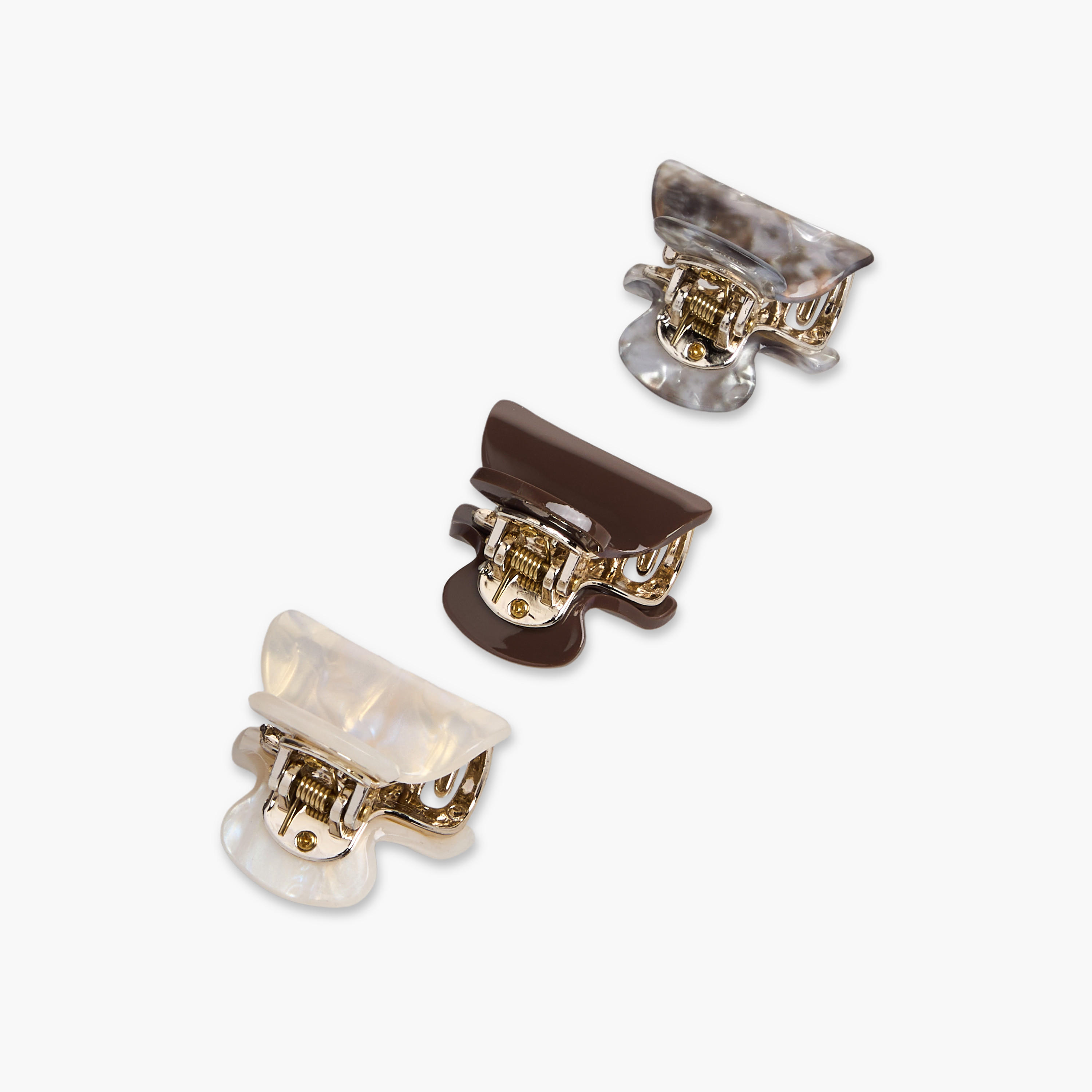 Pack of 3 Curved Hair Clamp with Marble Finish-women-hairaccessories-clamps-image-5