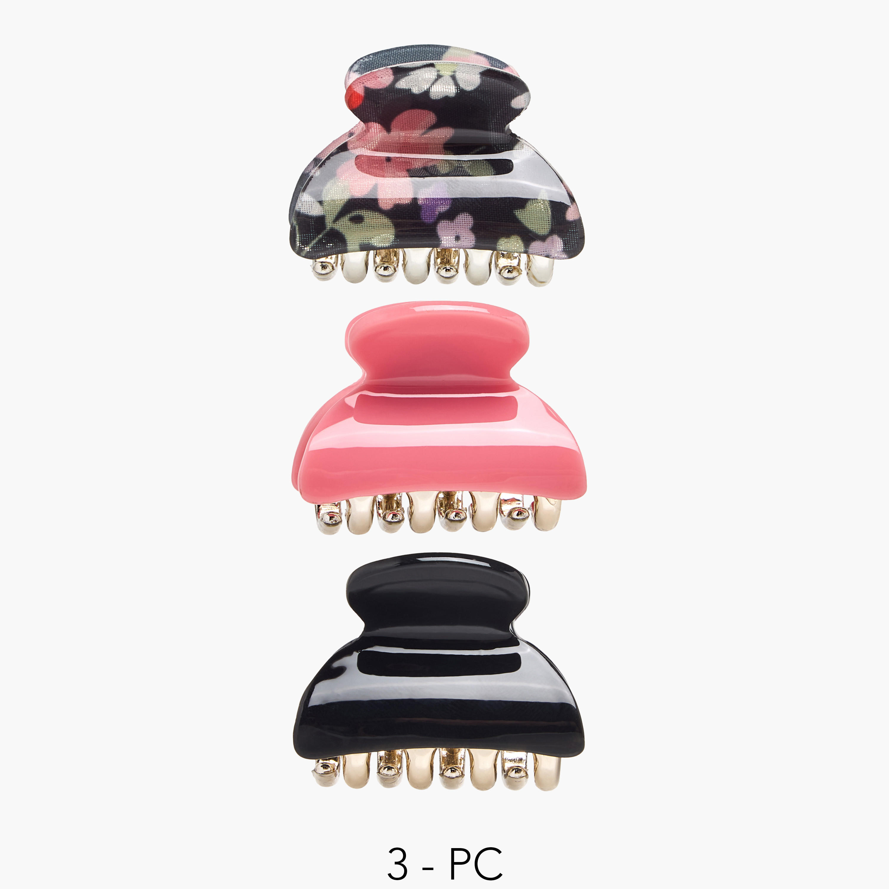 Pack of 3 Curved Shape Hair Clamps with Assorted Design-women-hairaccessories-clamps-image-1