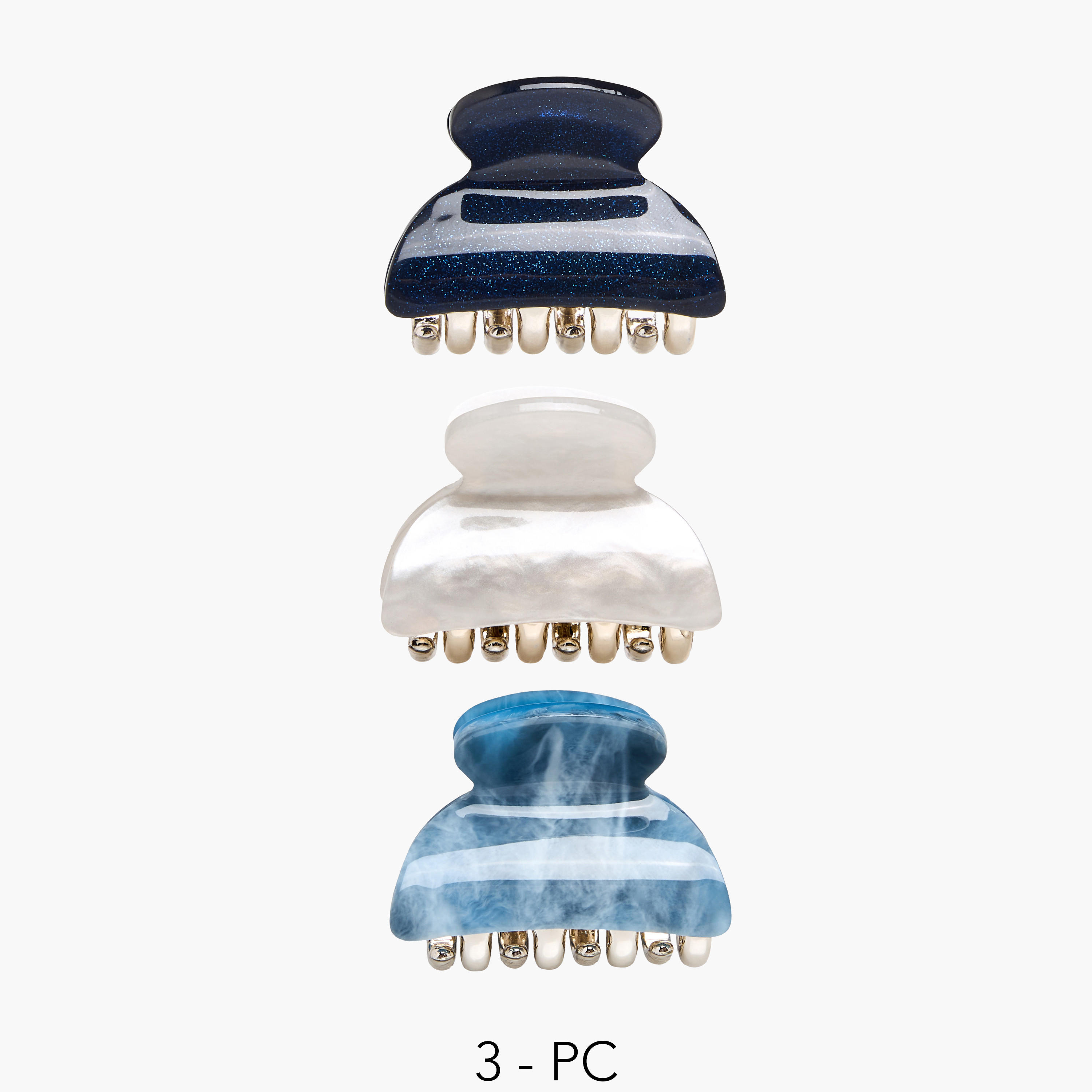 Pack of 3 Hair Clamps with Marble Design-women-hairaccessories-clamps-image-1