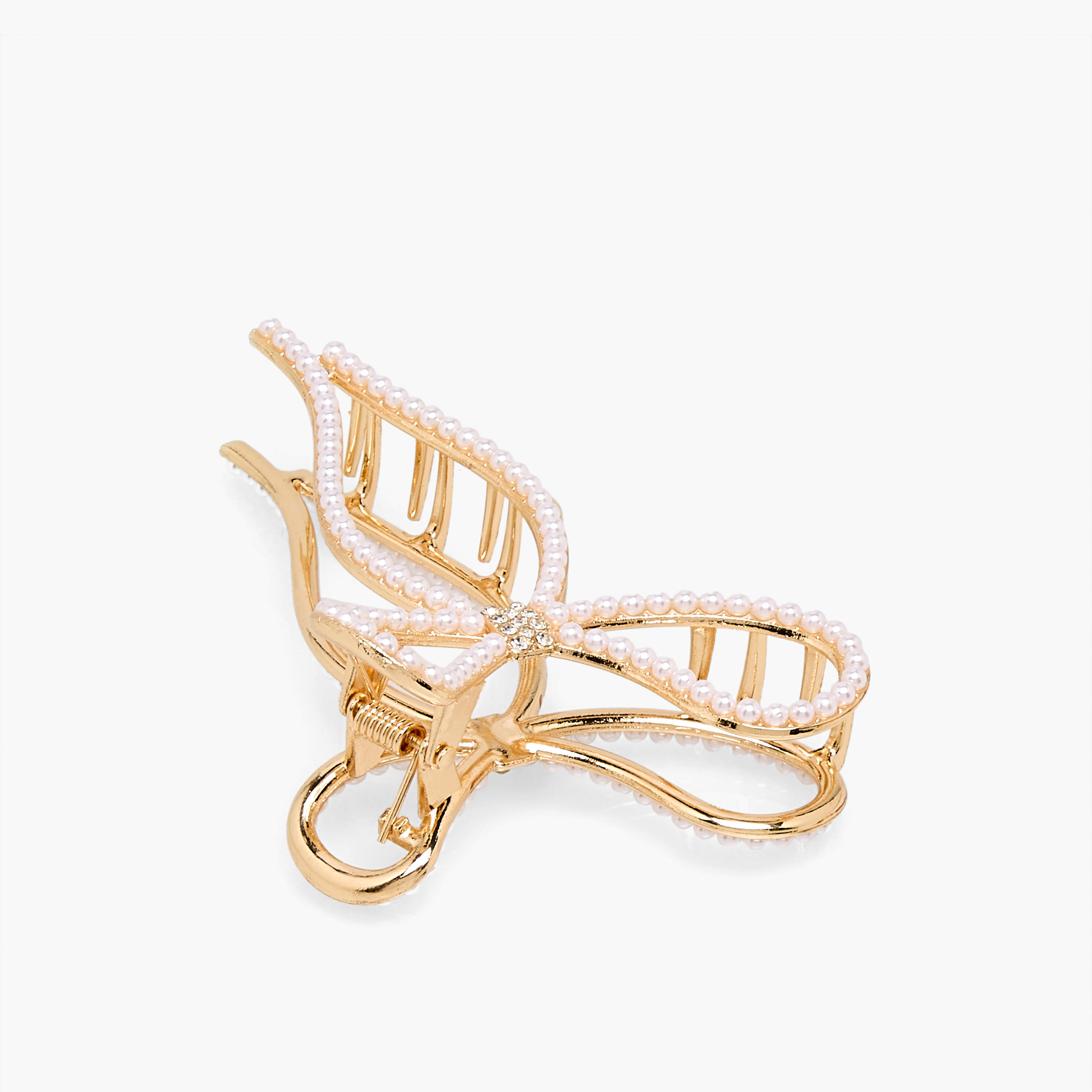 Bow Hair Clamp with Pearl Embellished Design-women-hairaccessories-clamps-image-2