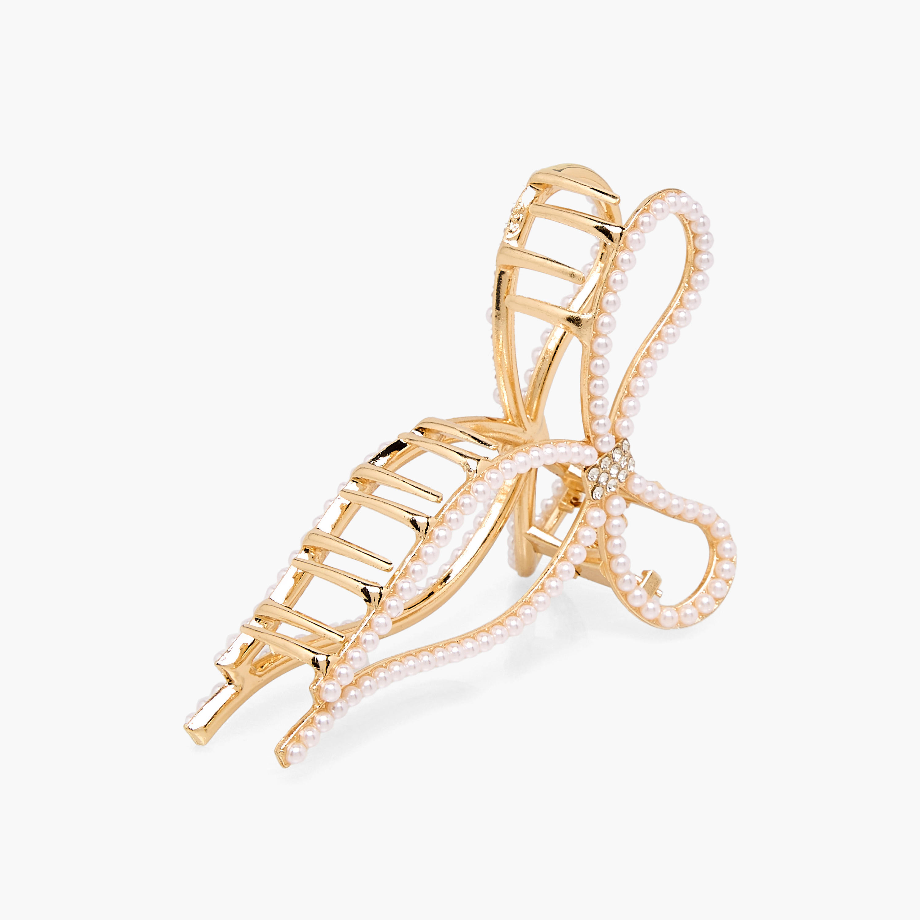 Bow Hair Clamp with Pearl Embellished Design-women-hairaccessories-clamps-image-3
