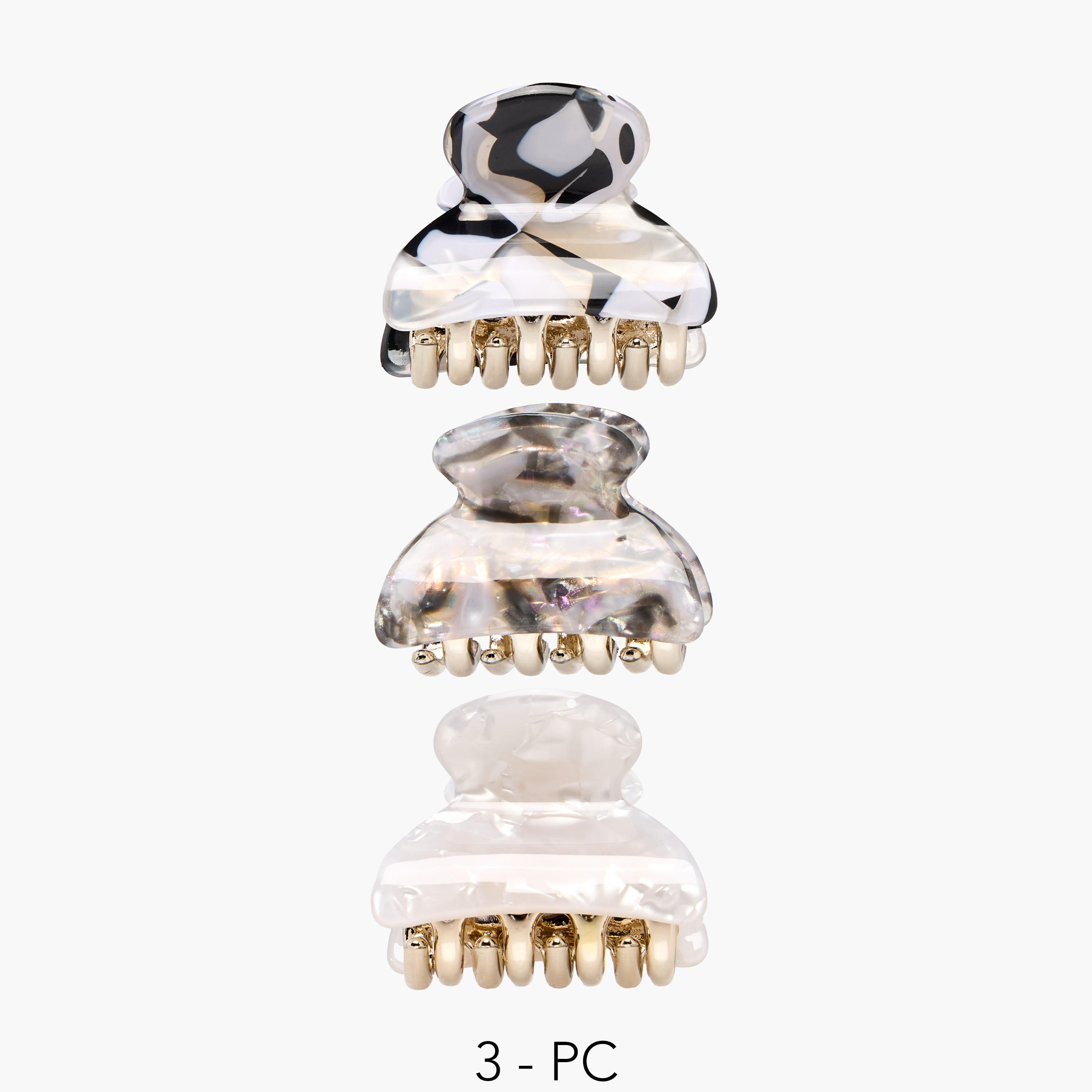 Pack of 3 Curved Hair Clamp with Pearl Finish-women-hairaccessories-clamps-image-1
