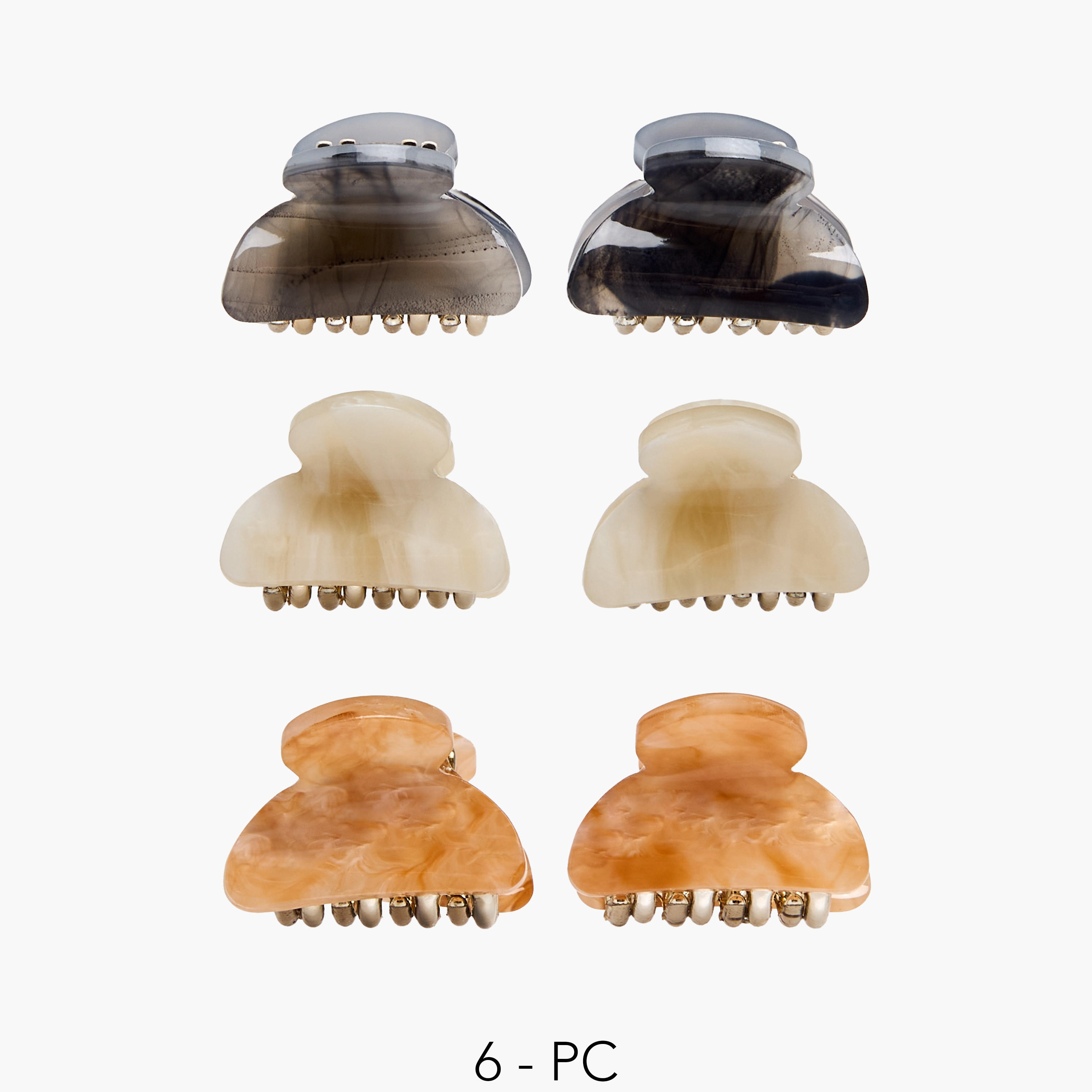 Pack of 6 Hair Clamps with Marble Design-women-hairaccessories-clamps-image-1