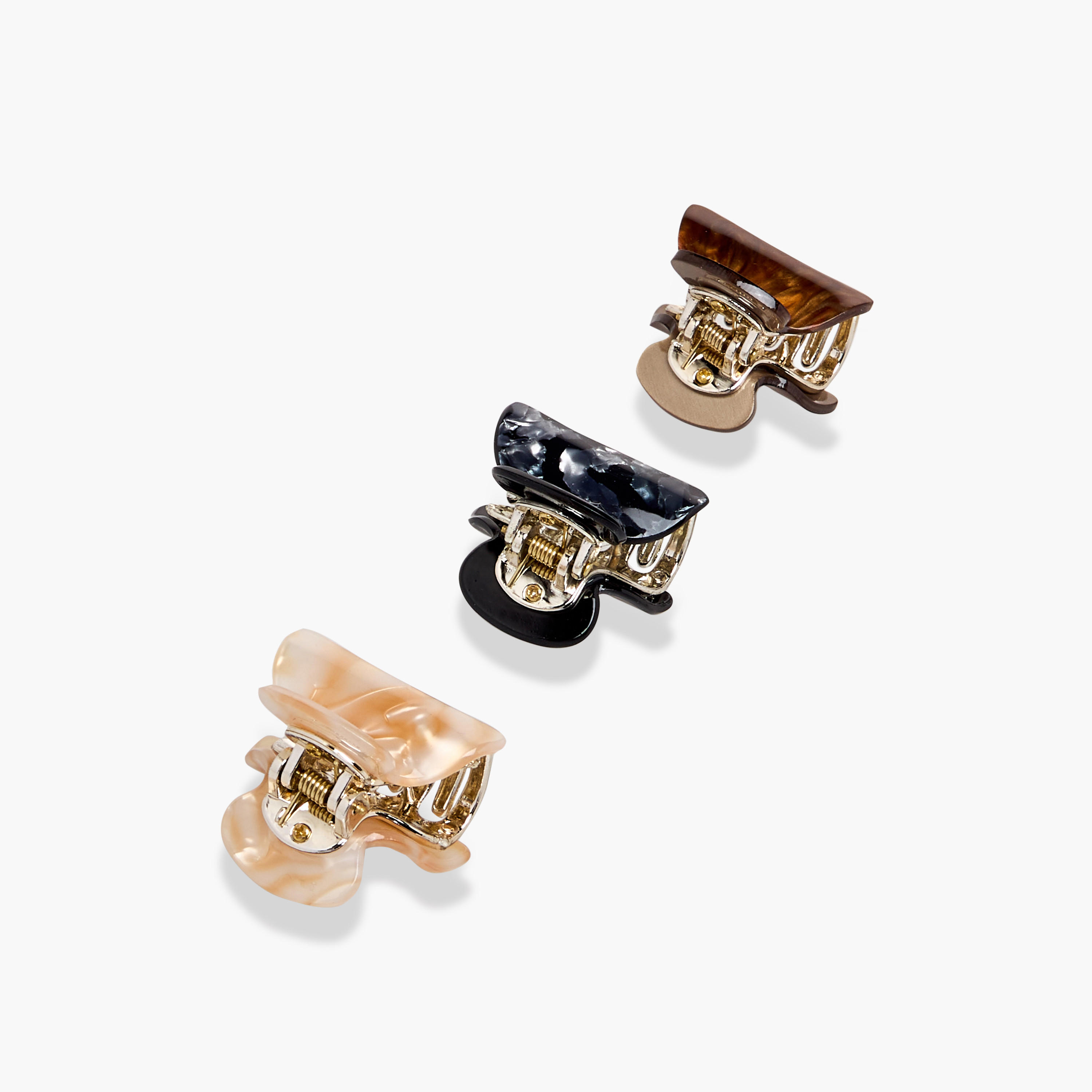 Pack of 3 Curved Hair Clamp with Marble Finish-women-hairaccessories-clamps-image-5