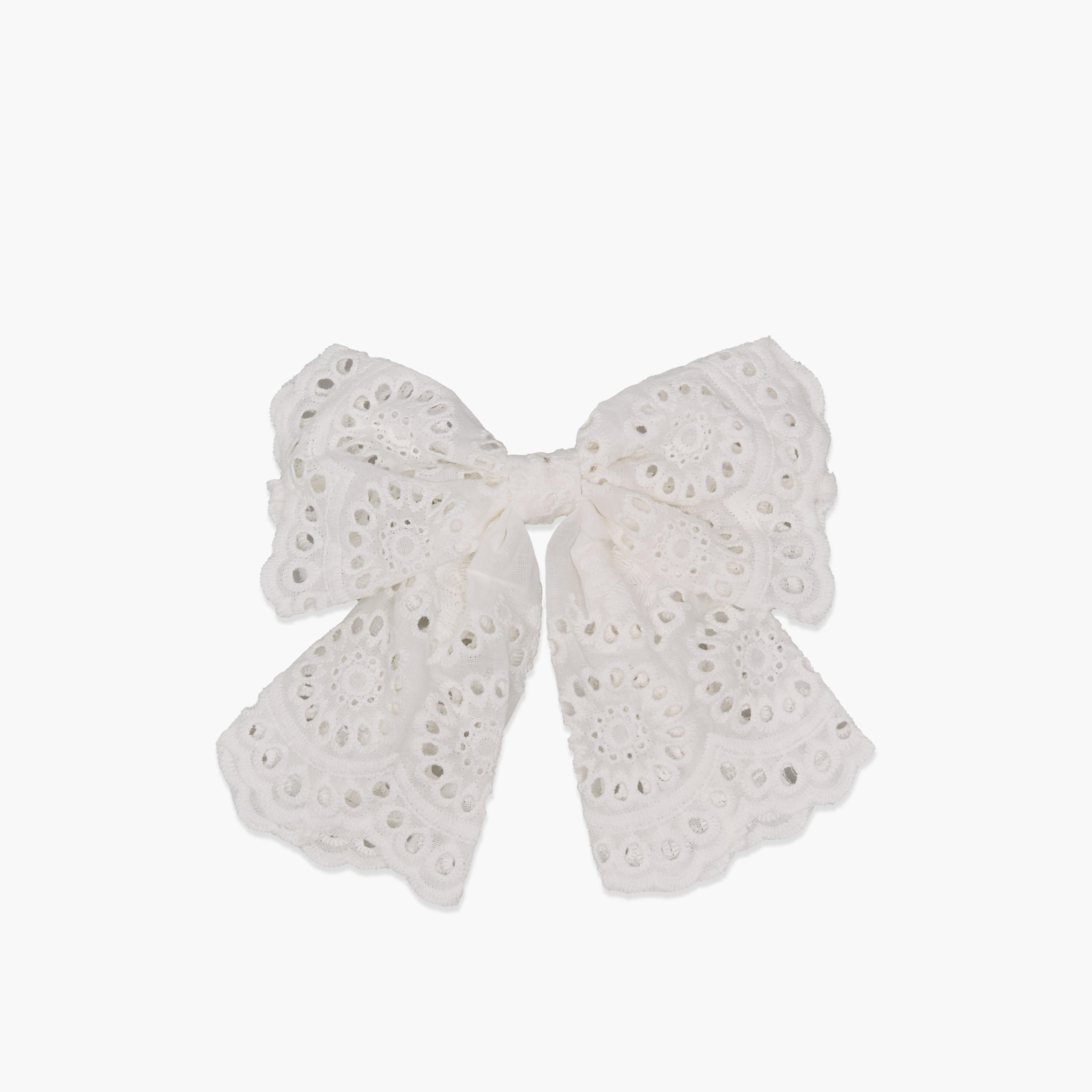 Bow Shaped Barrette Hair Clip with Schiffli Texture-women-hairaccessories-clips-image-1
