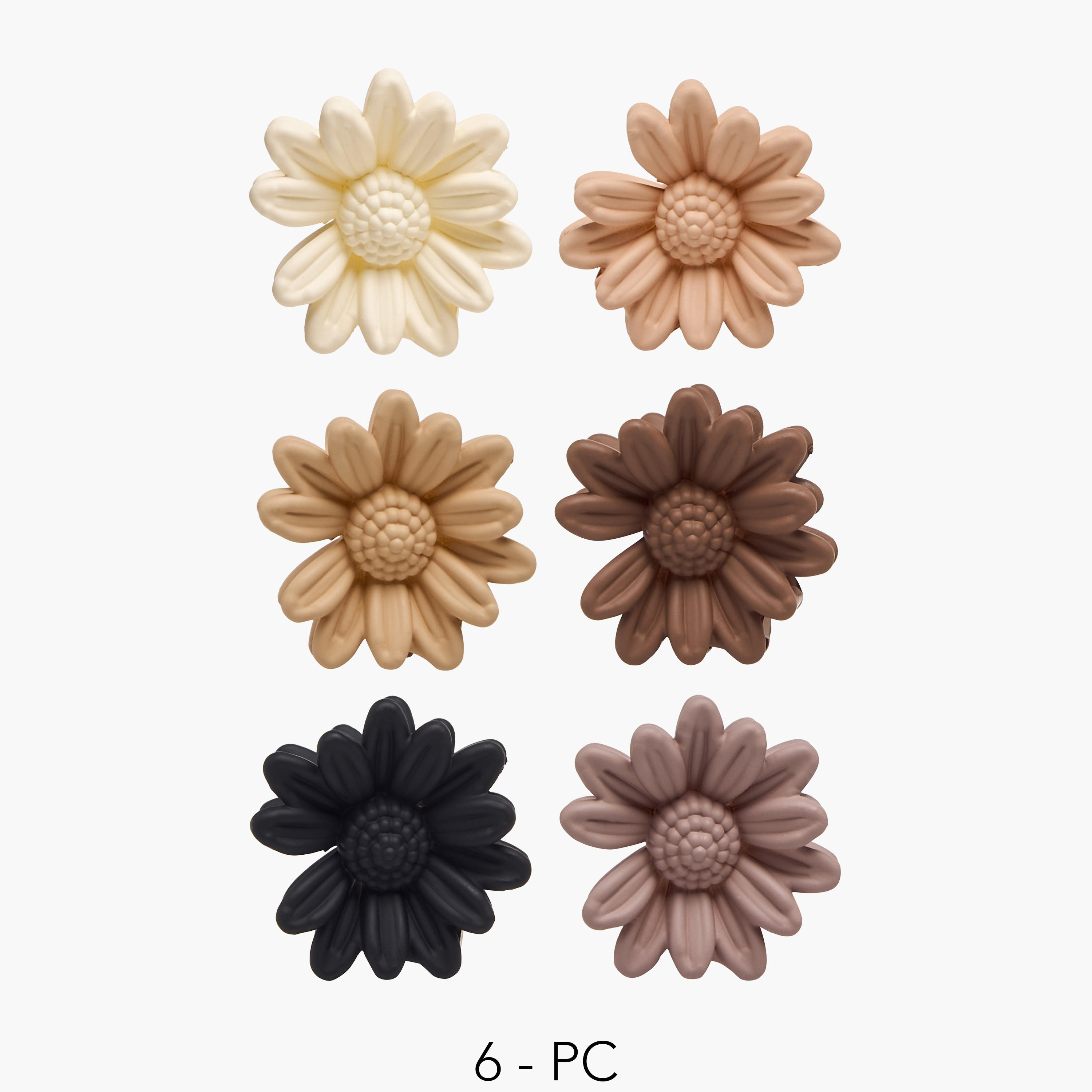 Pack of 6 Floral Shaped Hair Clamp with Textured Design-women-hairaccessories-clamps-image-1
