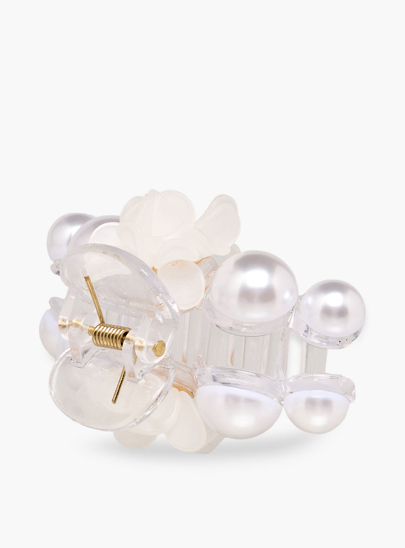 Hair Clamp with Floral and Pearl Detail-women-hairaccessories-clamps-image-2