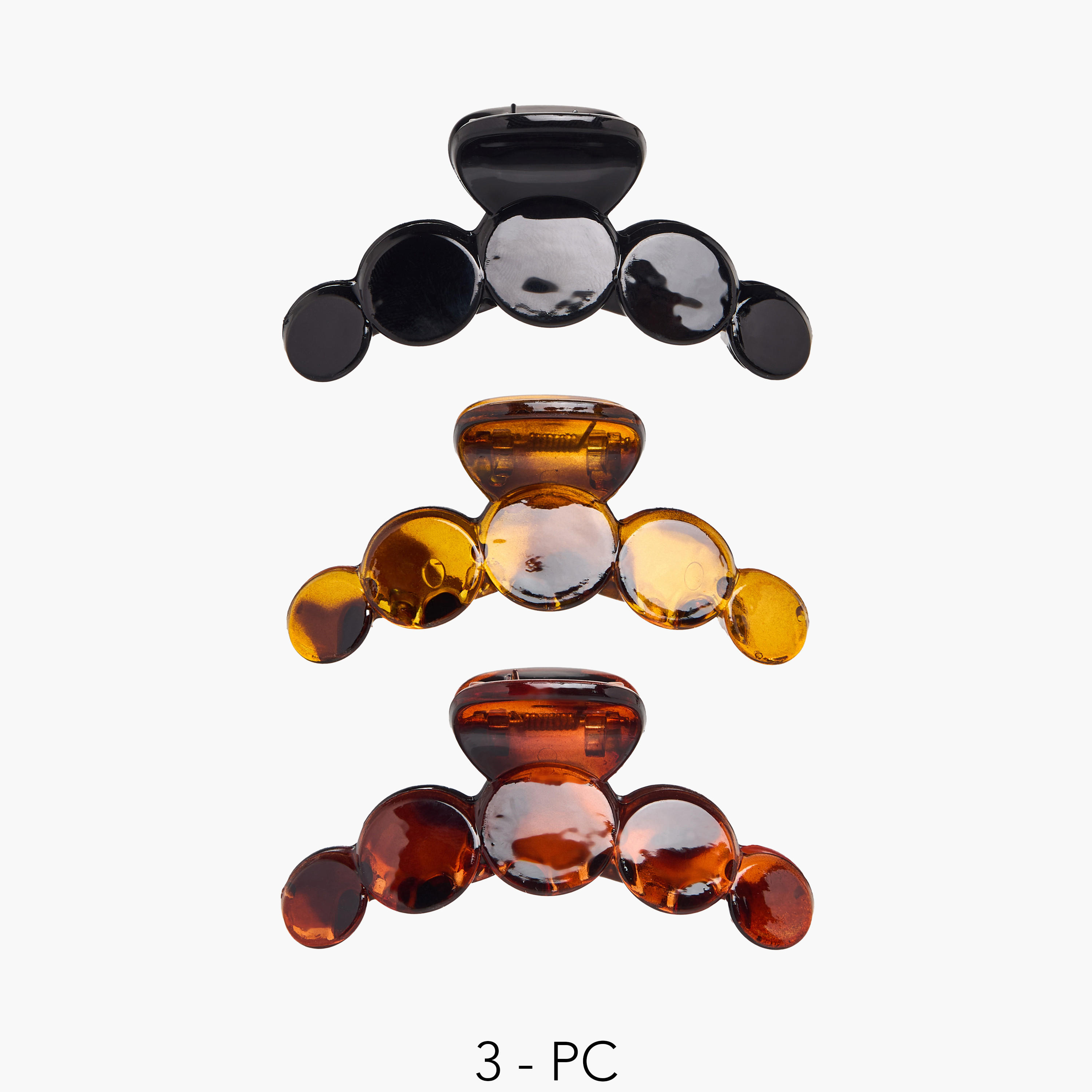 Pack of 3 Curved Shape Hair Clamps with Marble Design-women-hairaccessories-clamps-image-1