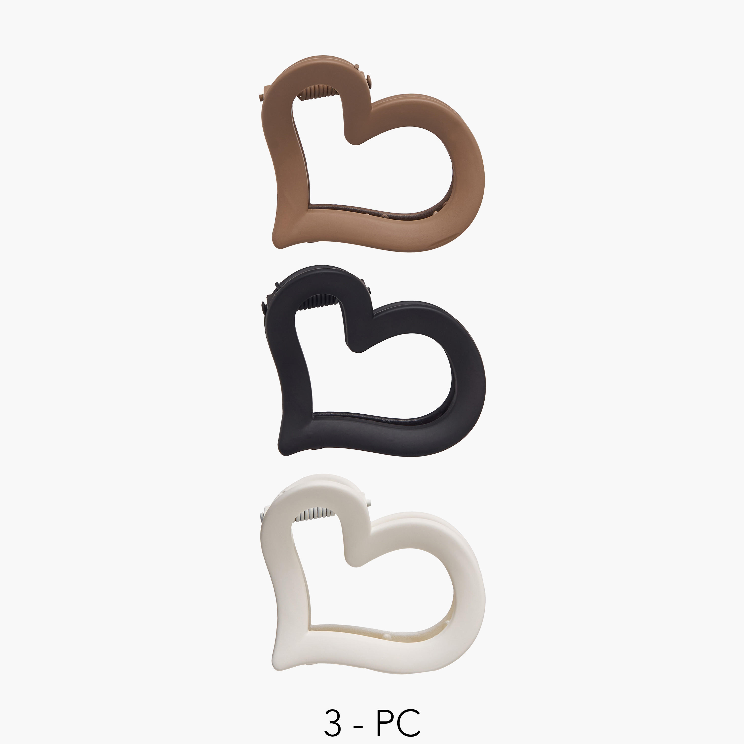 Pack of 3 Heart Shape Hair Clamps with Matte Finish-women-hairaccessories-clamps-image-1