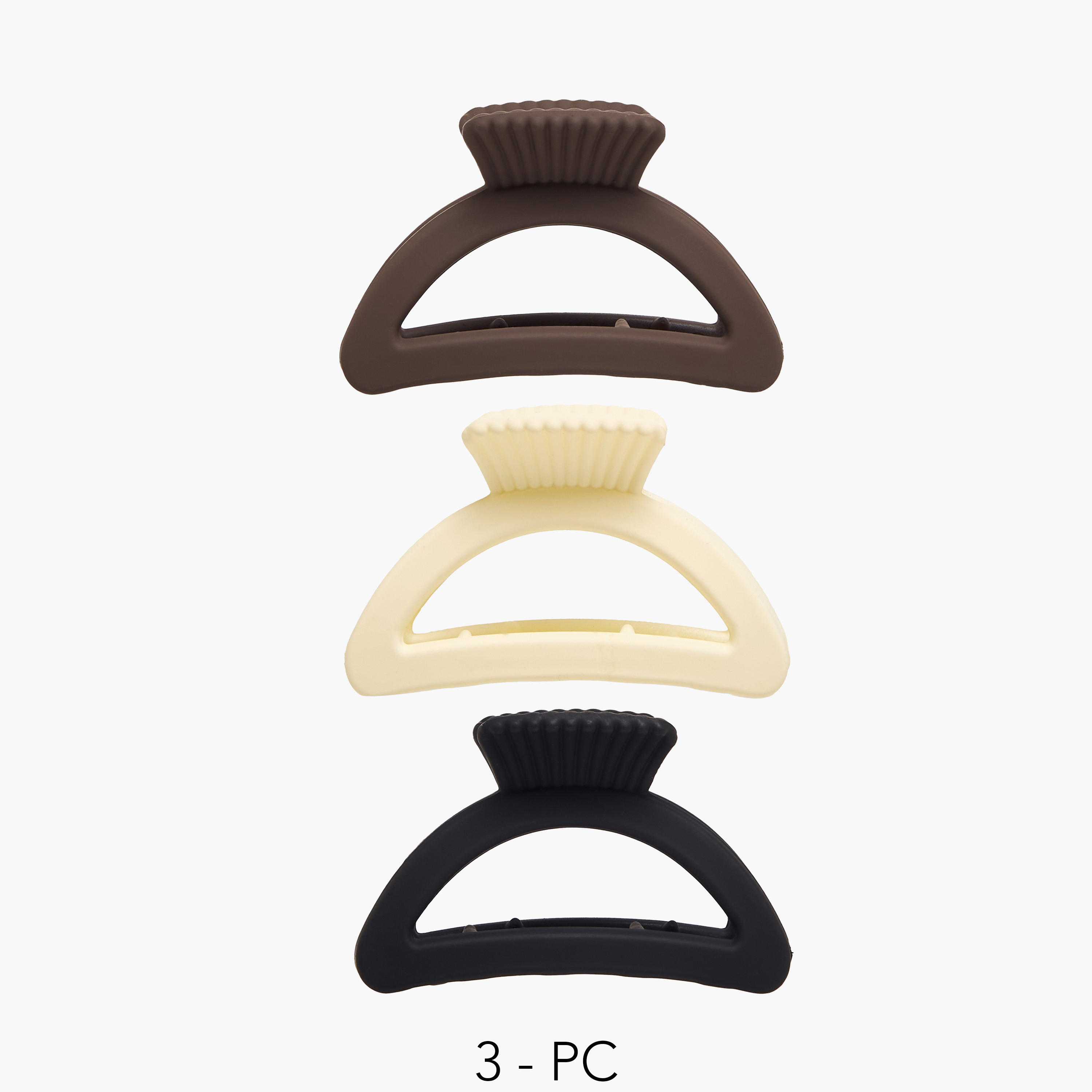 Pack of 3 Curved Shape Hair Clamps with Matte Design-women-hairaccessories-clamps-image-1