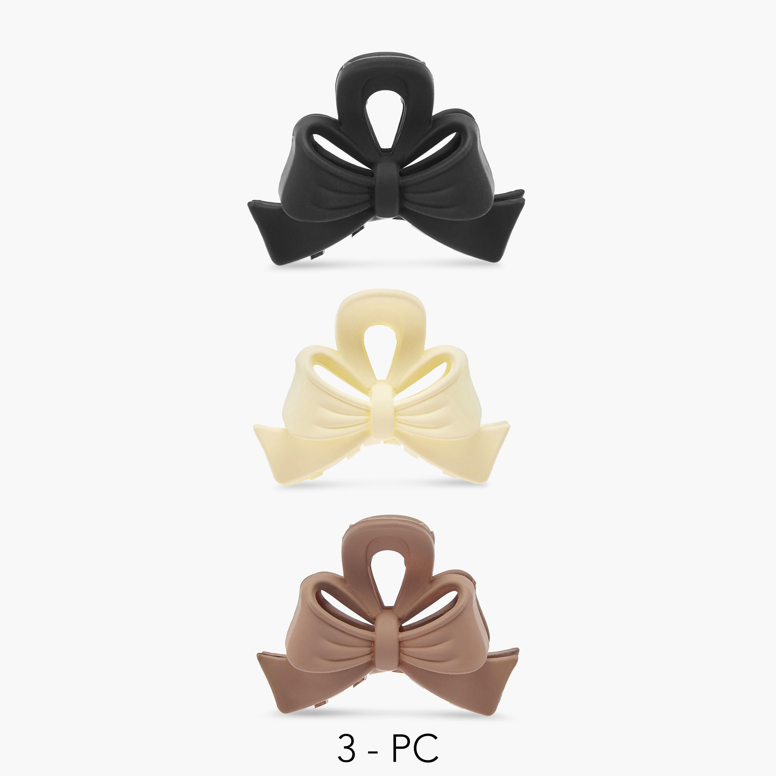 Pack of 3 Bow Hair Clamp with Solid Design-women-hairaccessories-clamps-image-1