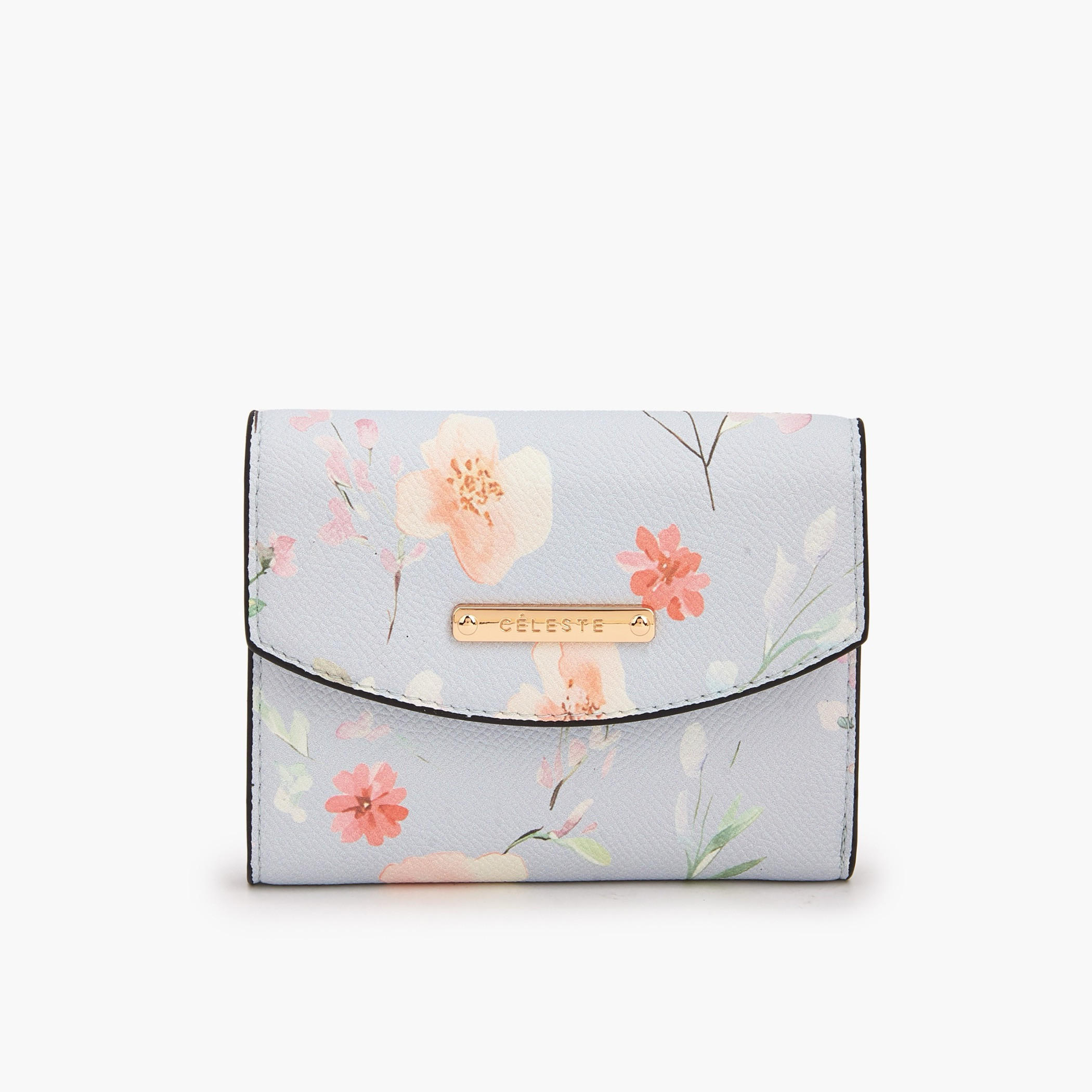 Celeste Floral Print Wallet with Snap Button Closure-women-bagsandwallets-wallets-image-1