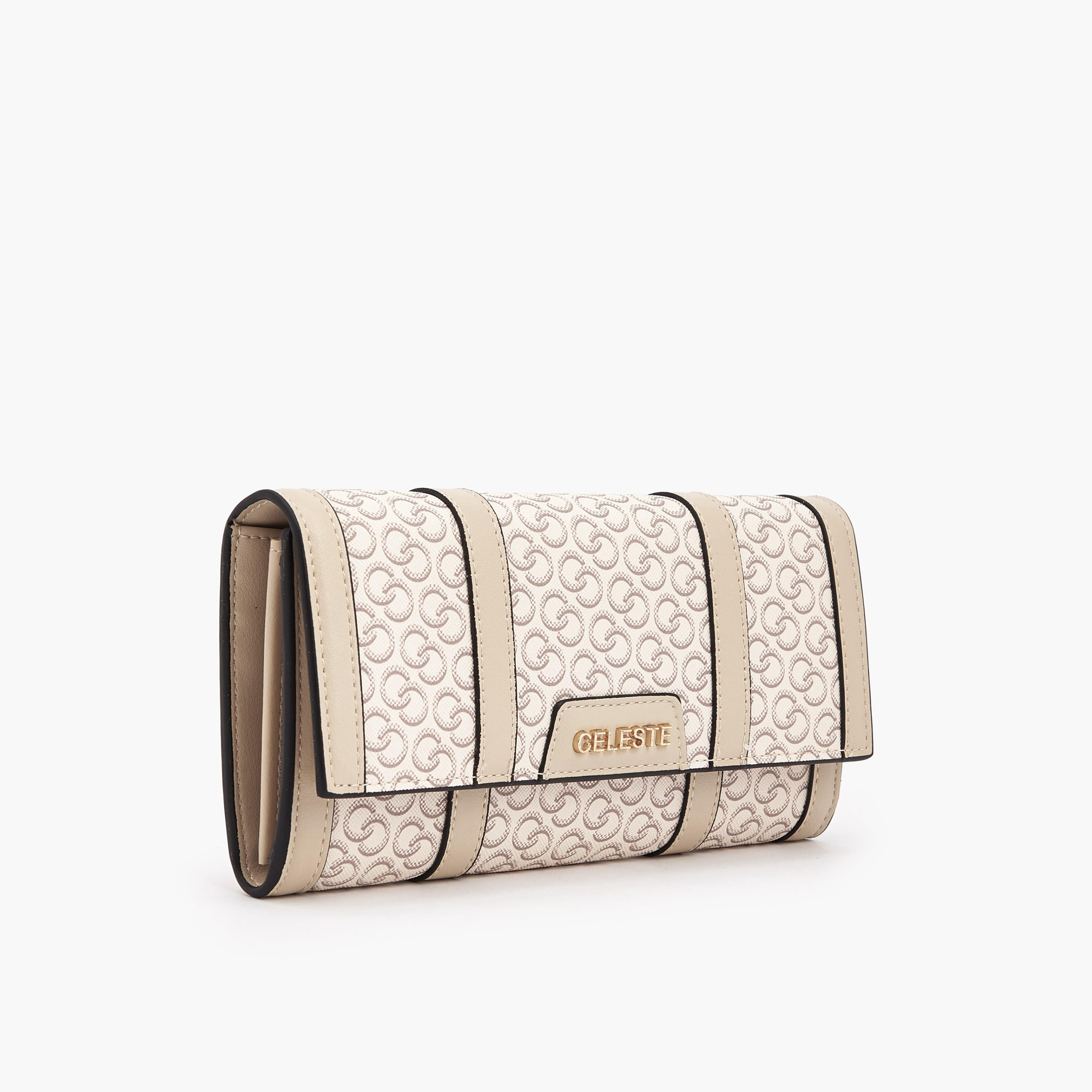 Celeste Monogram Print Wallet with Magnetic Flap Closure-women-bagsandwallets-wallets-image-2