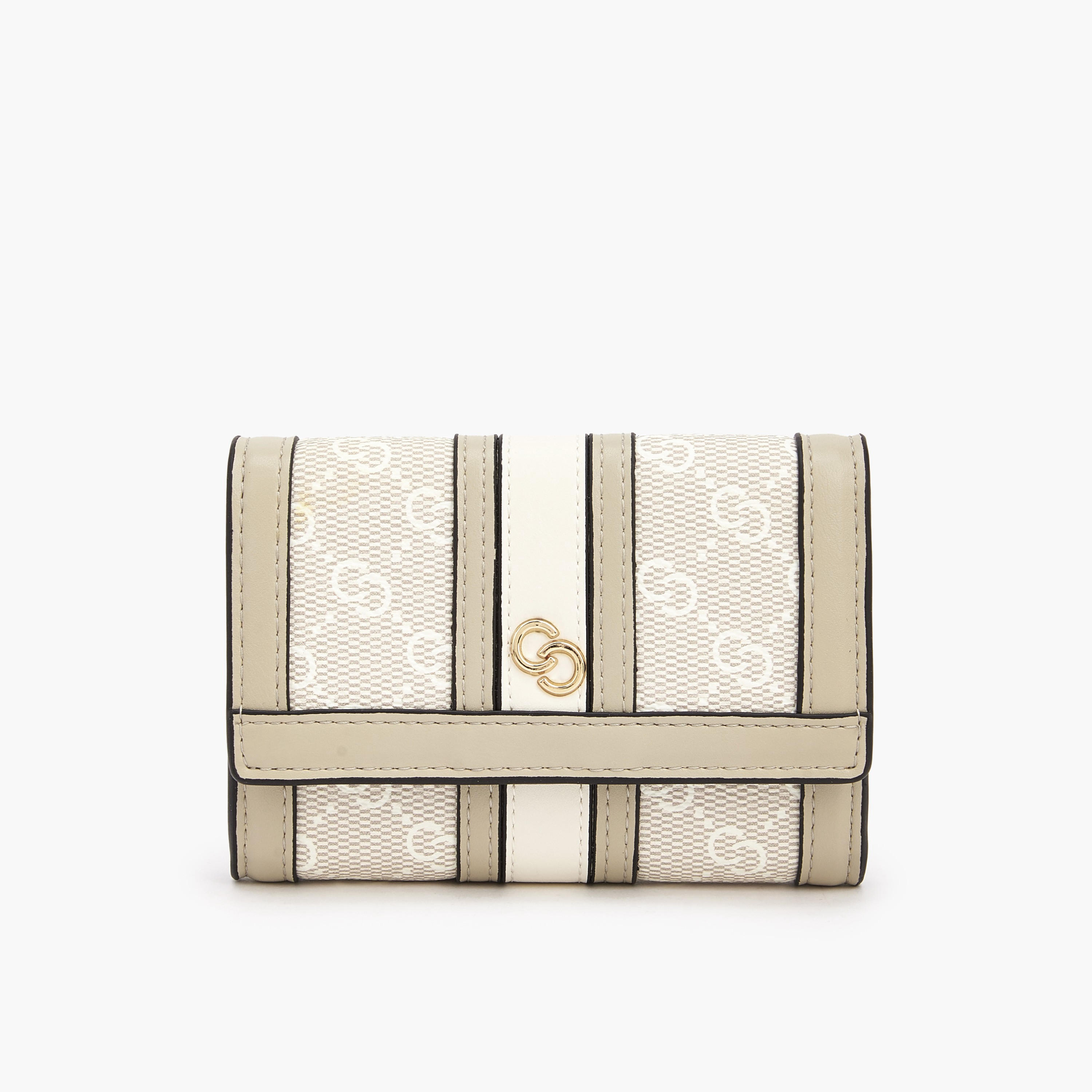 Celeste Monogram Print Wallet with Button Closure-women-bagsandwallets-wallets-image-1