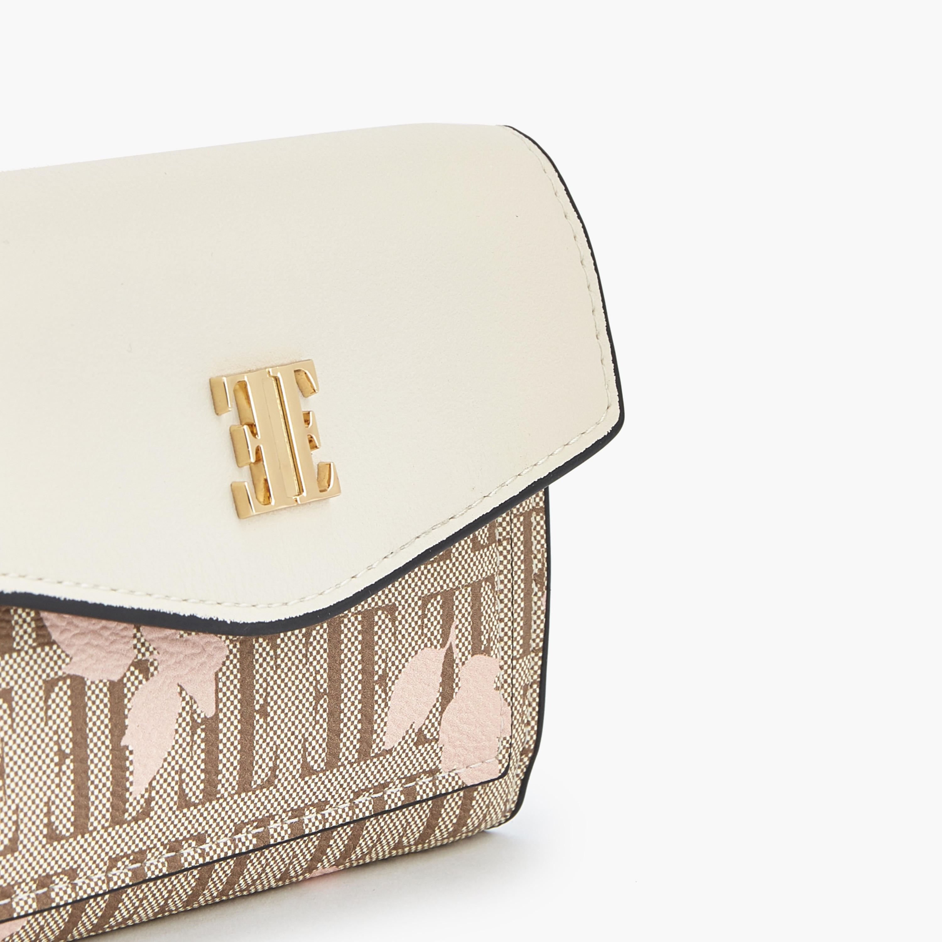 Elle Floral Monogram Print Wallet with Button Closure-women-bagsandwallets-wallets-image-3