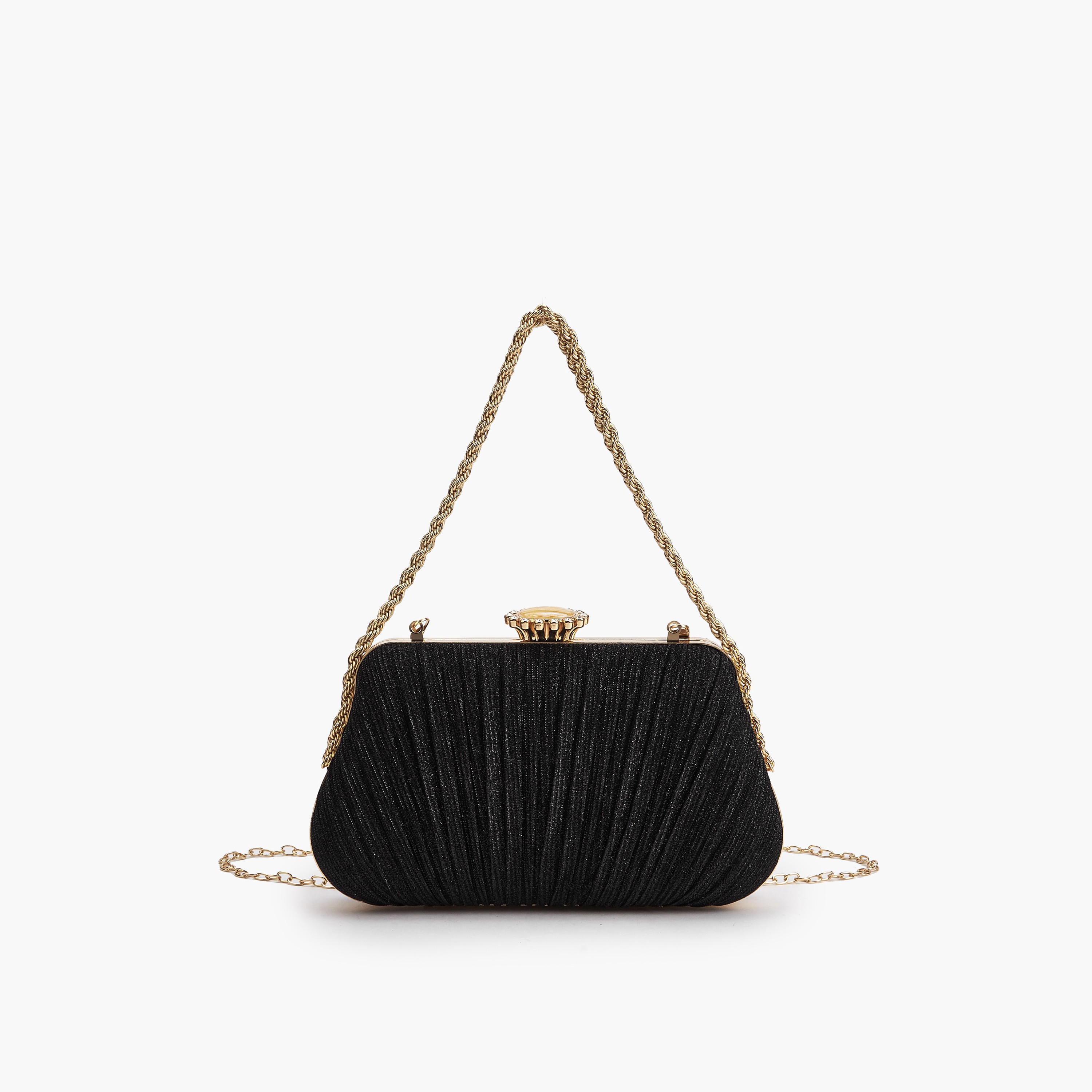 Paprika Pleated Clutch with Chain Strap-women-bagsandwallets-handbags-image-1