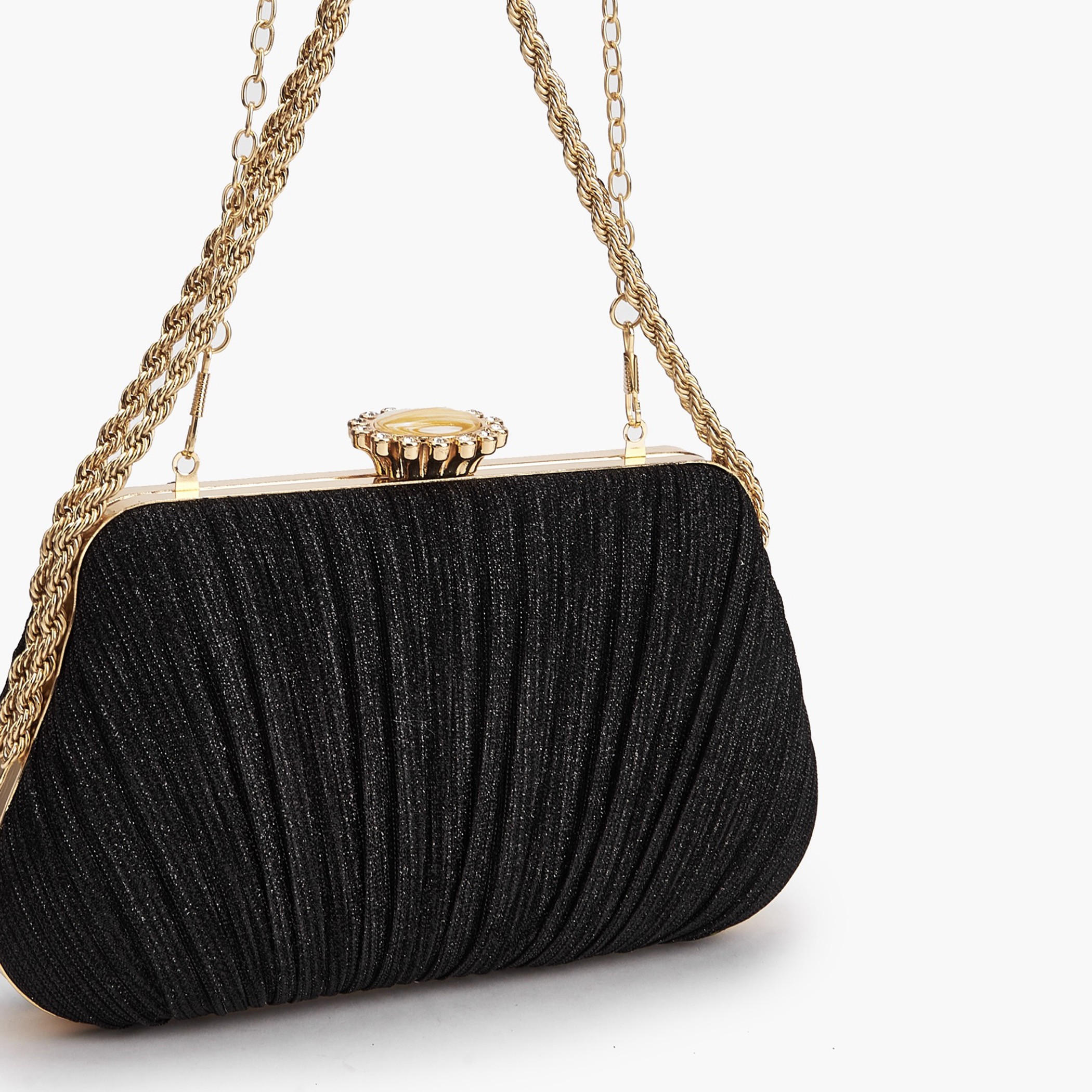 Paprika Pleated Clutch with Chain Strap-women-bagsandwallets-handbags-image-4