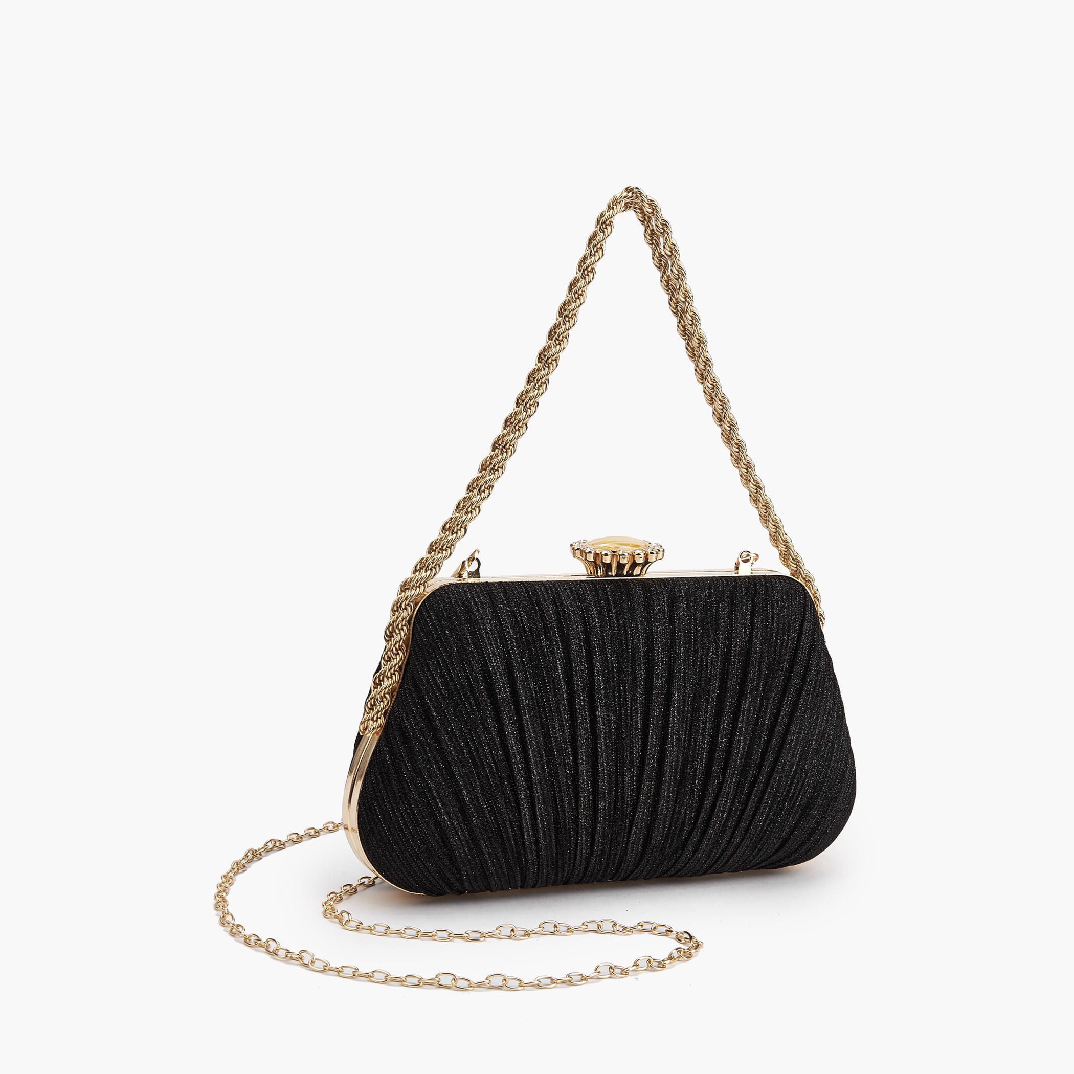 Paprika Pleated Clutch with Chain Strap-women-bagsandwallets-handbags-image-5