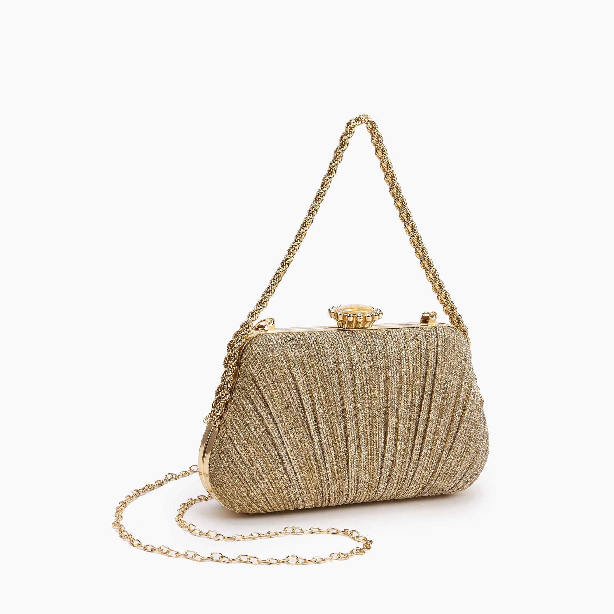 Paprika Pleated Clutch with Chain Strap-women-bagsandwallets-handbags-image-5
