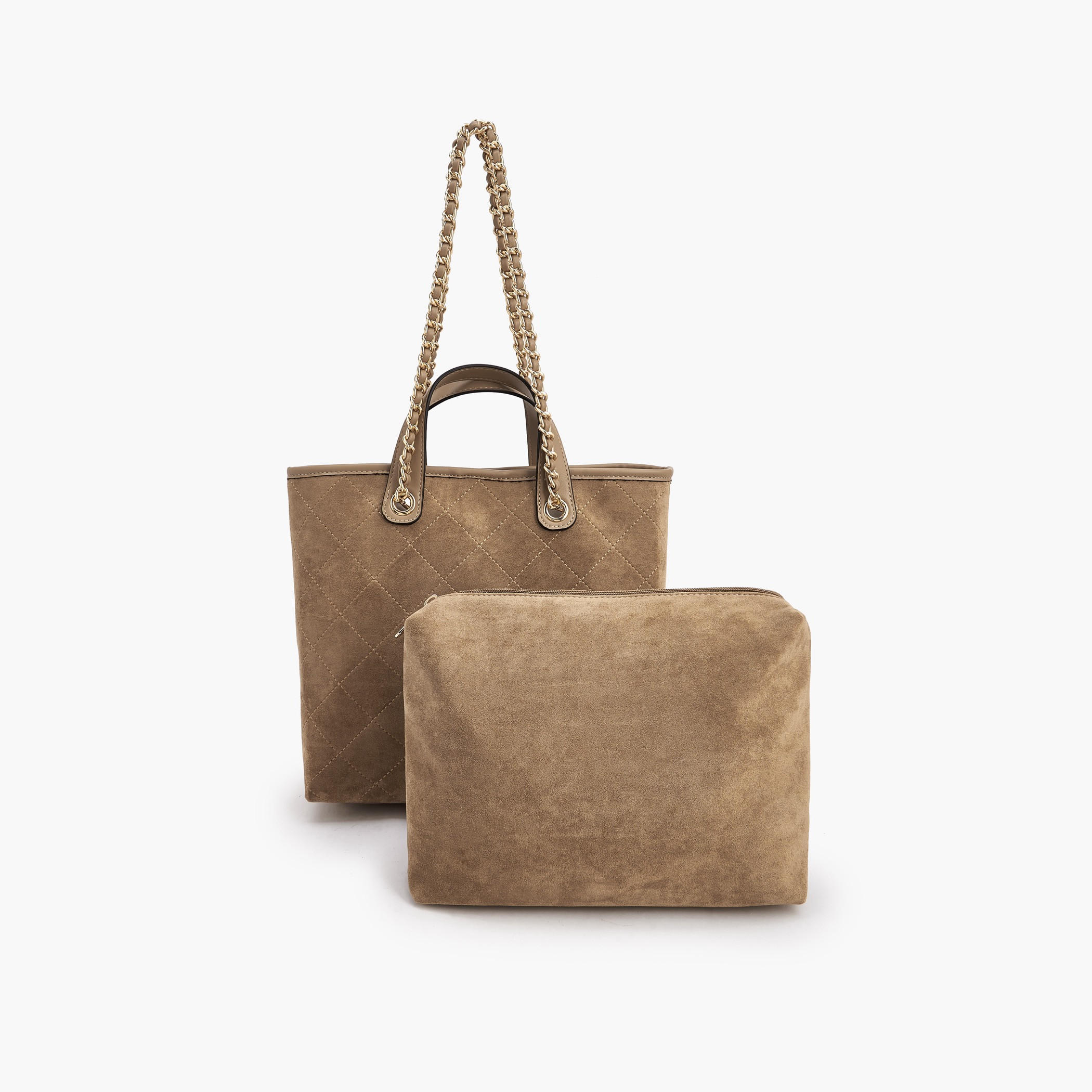 Paprika Quilted Suede Tote Bag with Pouch-women-bagsandwallets-handbags-image-1