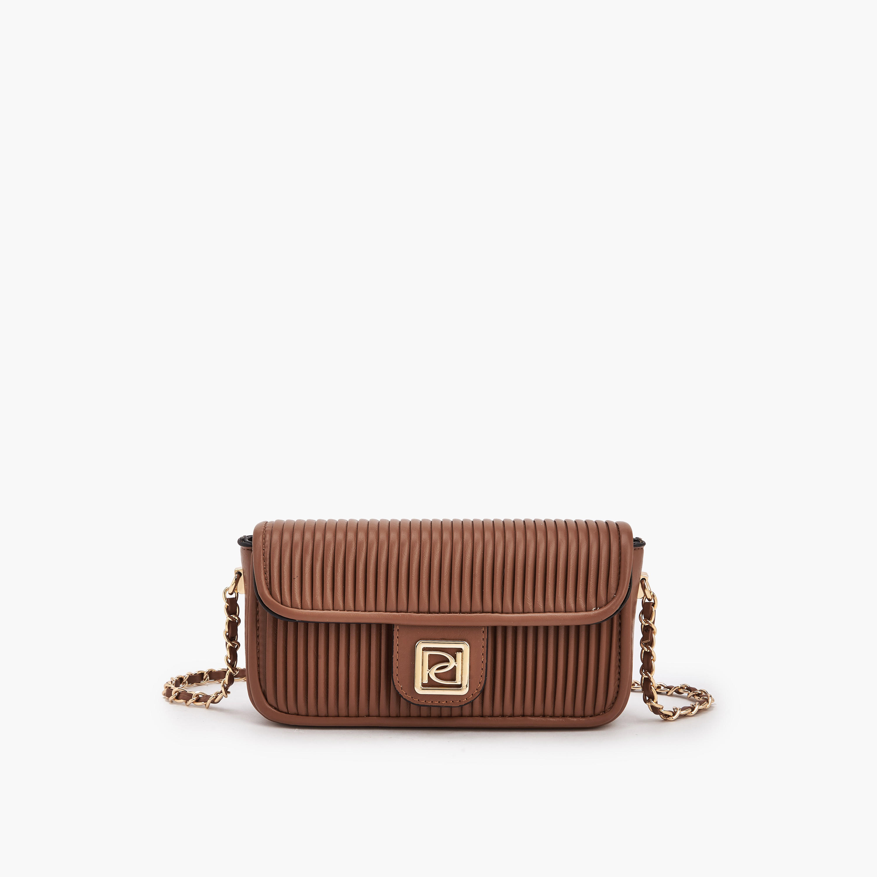 Paprika Pleated Crossbody Bag with Chain Strap-women-bagsandwallets-handbags-image-1
